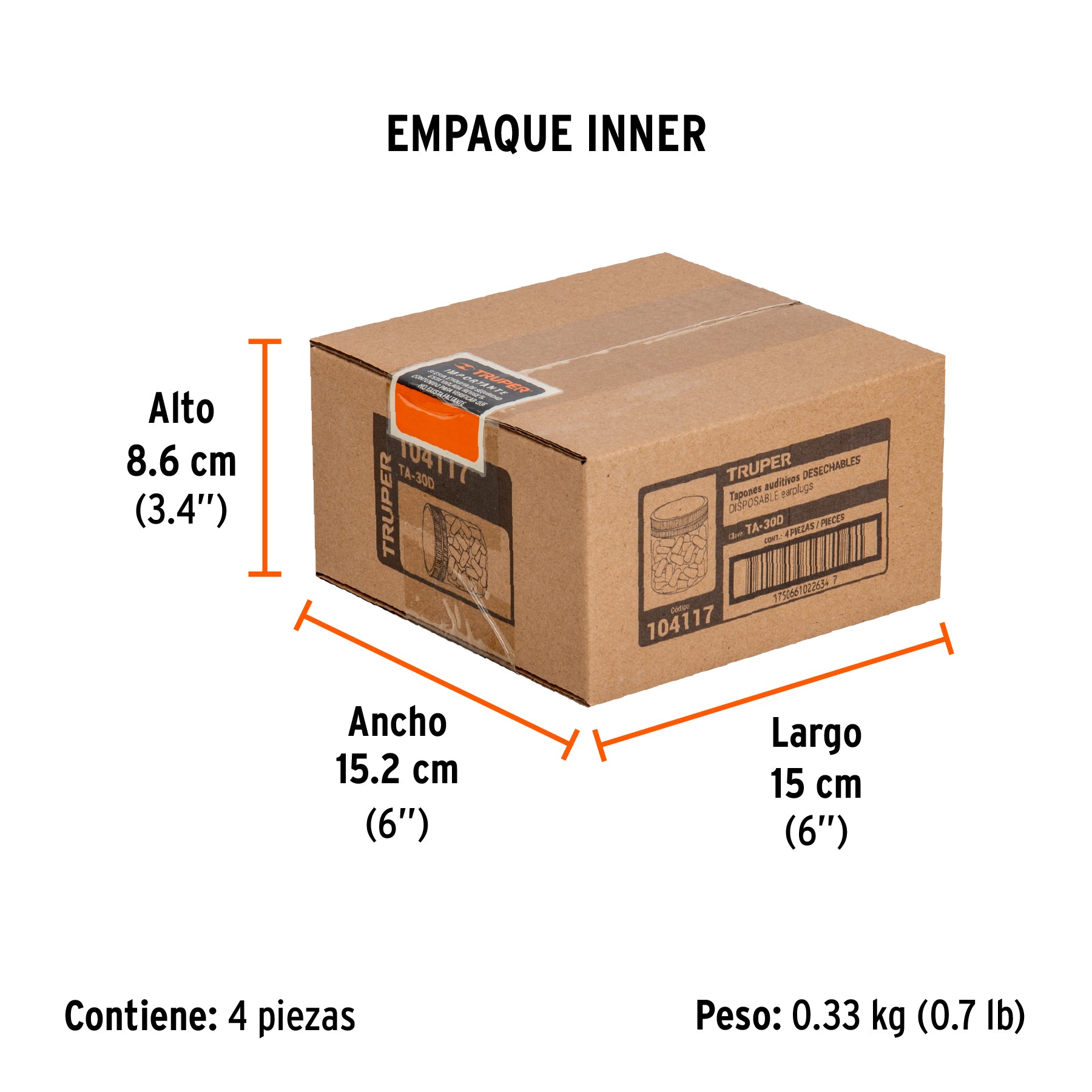 Bote con tapones auditivos desechables de espuma, 30 pares