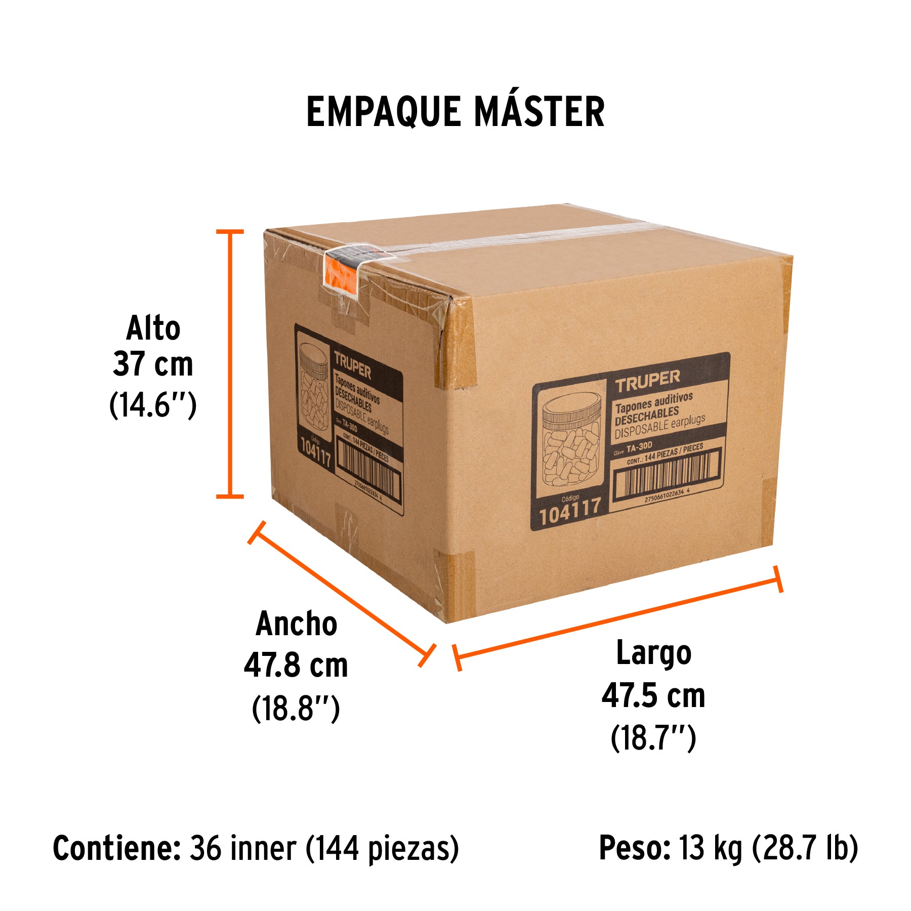 Bote con tapones auditivos desechables de espuma, 30 pares