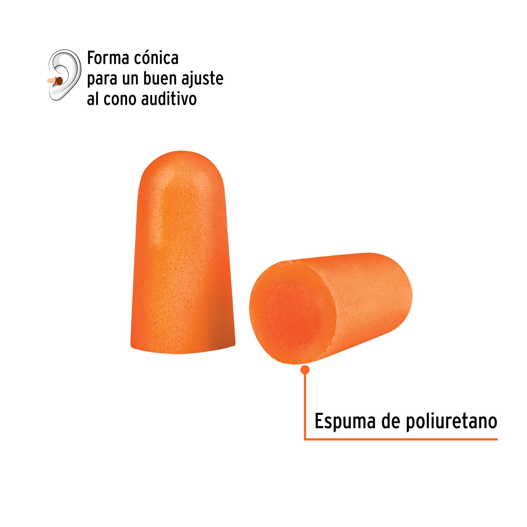 Bote con tapones auditivos desechables de espuma, 30 pares