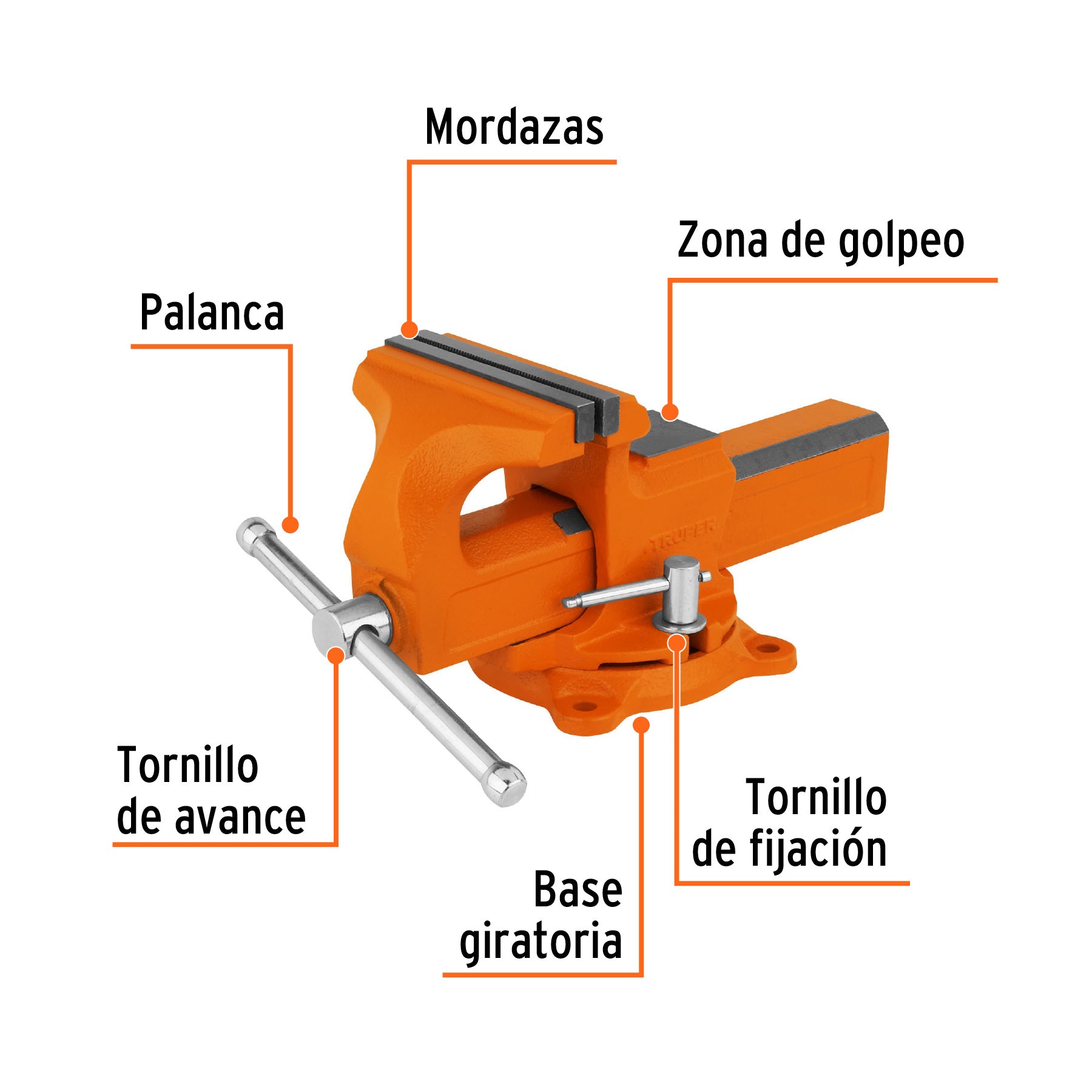 Tornillos de banco tipo Europeo, hierro nodular, 5"