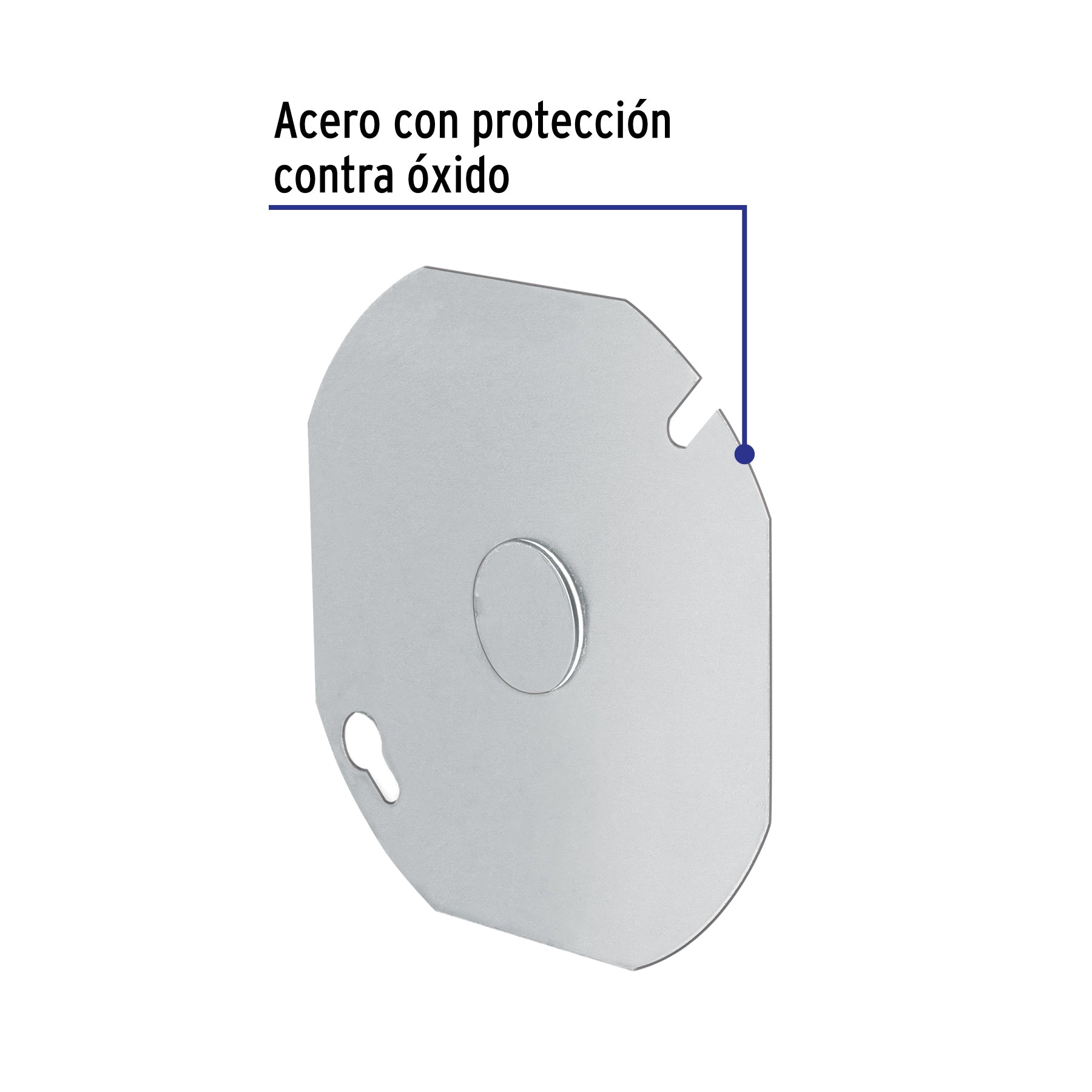 Tapa de acero para caja octagonal 4x4"