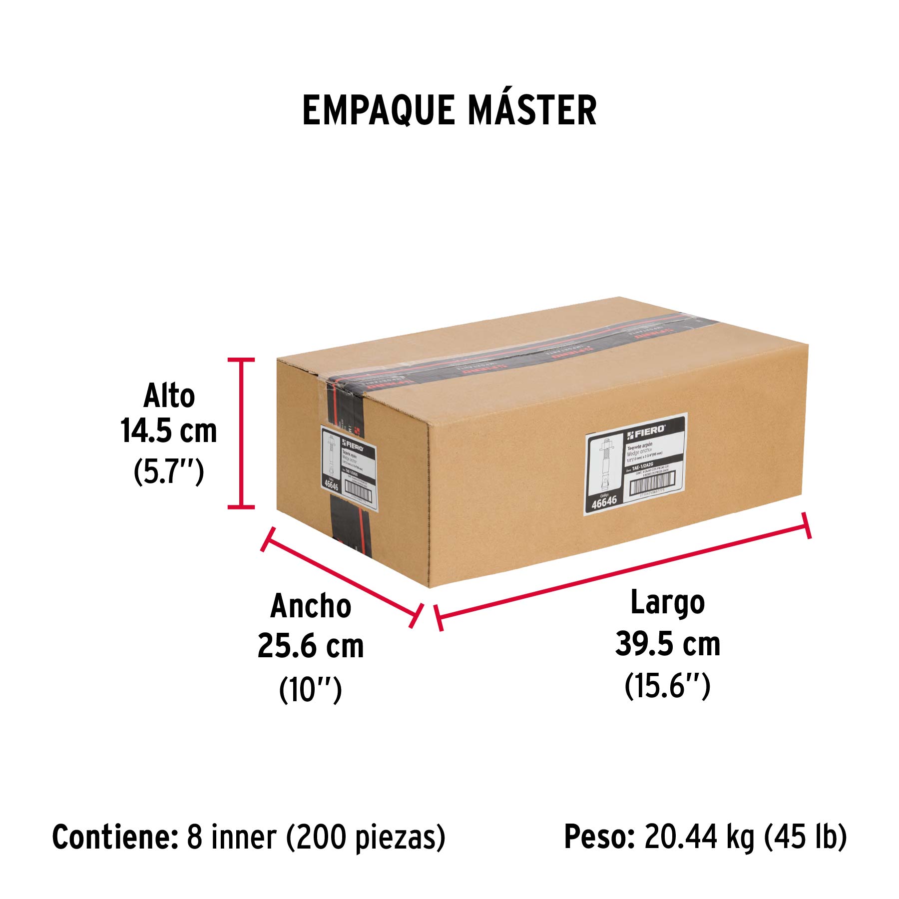 Caja con 25 taquetes arpón de 1/2' x 3-3/4', Fiero