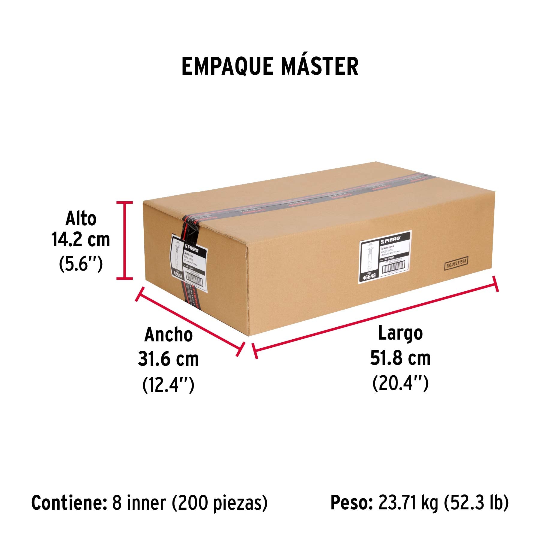 Caja con 25 taquetes arpón de 1/2' x 4-1/2', Fiero
