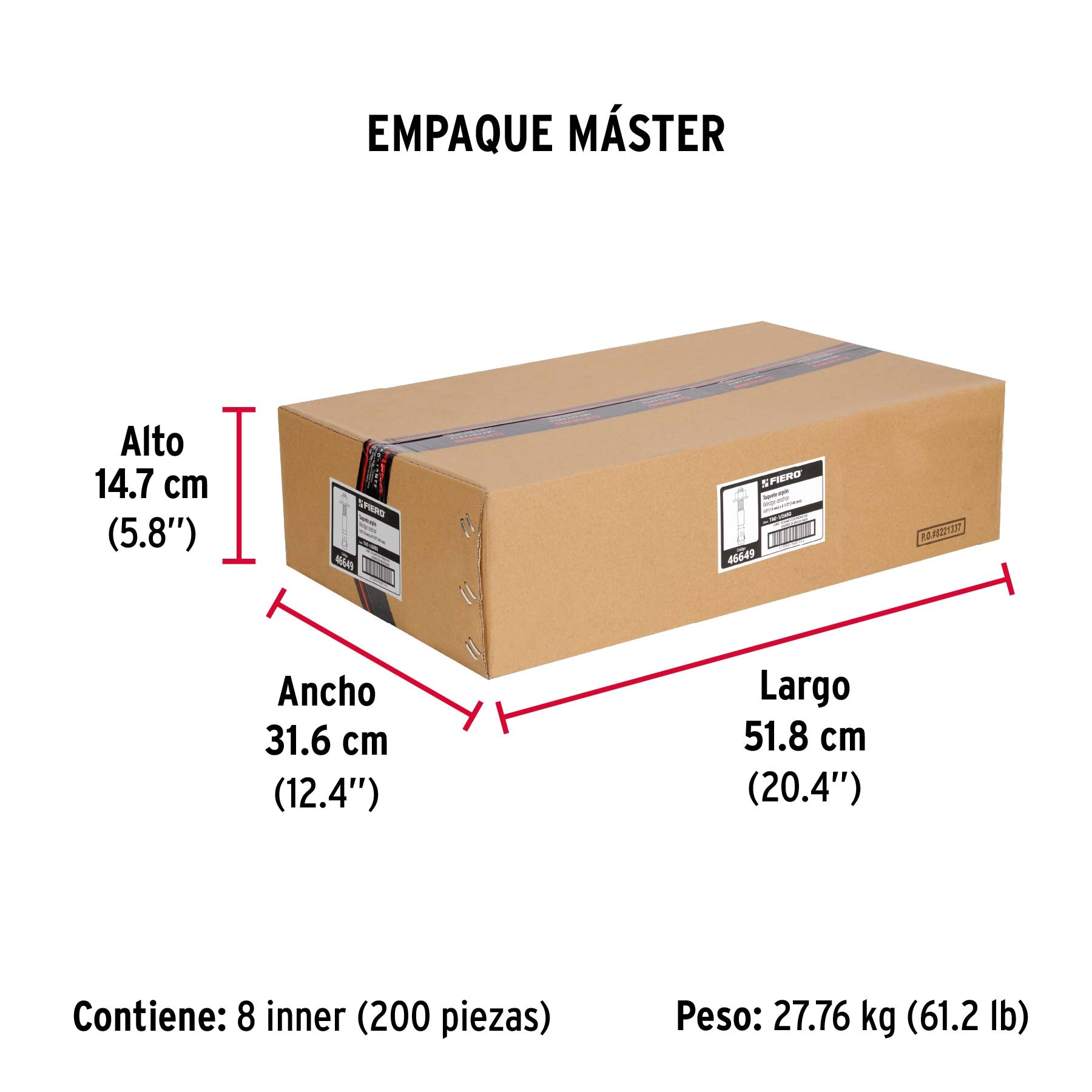 Caja con 25 taquetes arpón de 1/2' x 5-1/2', Fiero