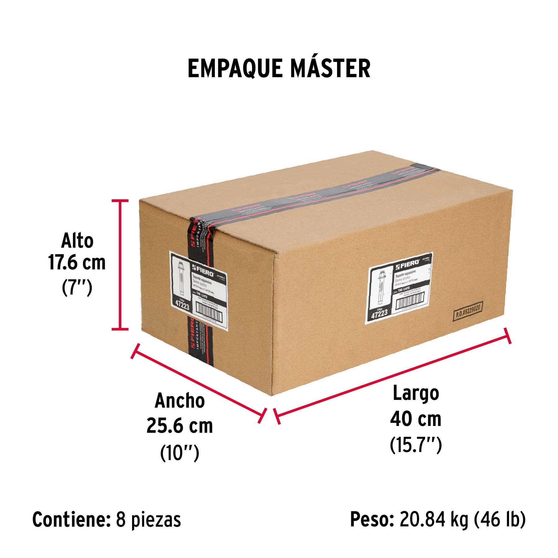 Taquete de expansión, 1/4" con tornillo, caja 100 piezas