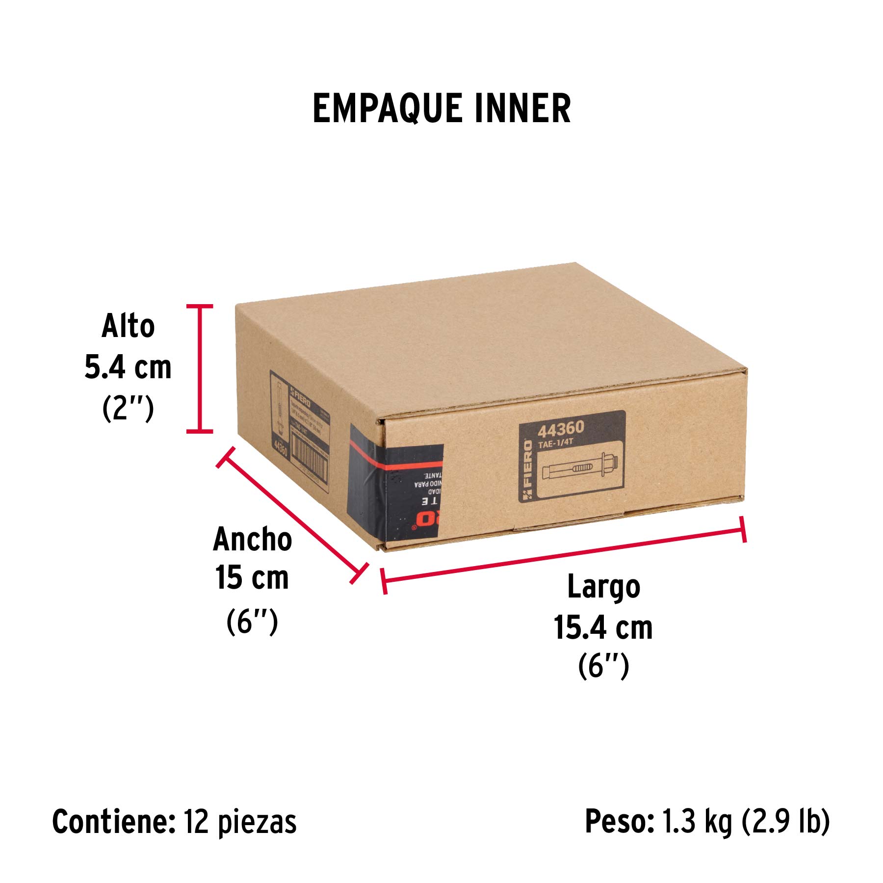 Taquete de expansión, 1/4" con tornillo, bolsa 4 pzas