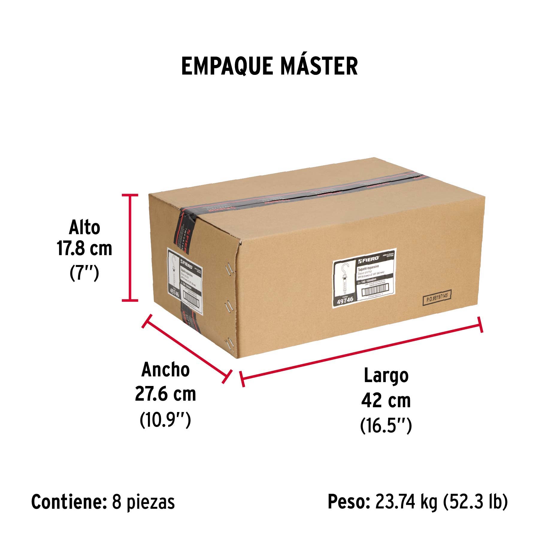 Caja con 50 taquetes expansivos 10x60 mm con armella abierta