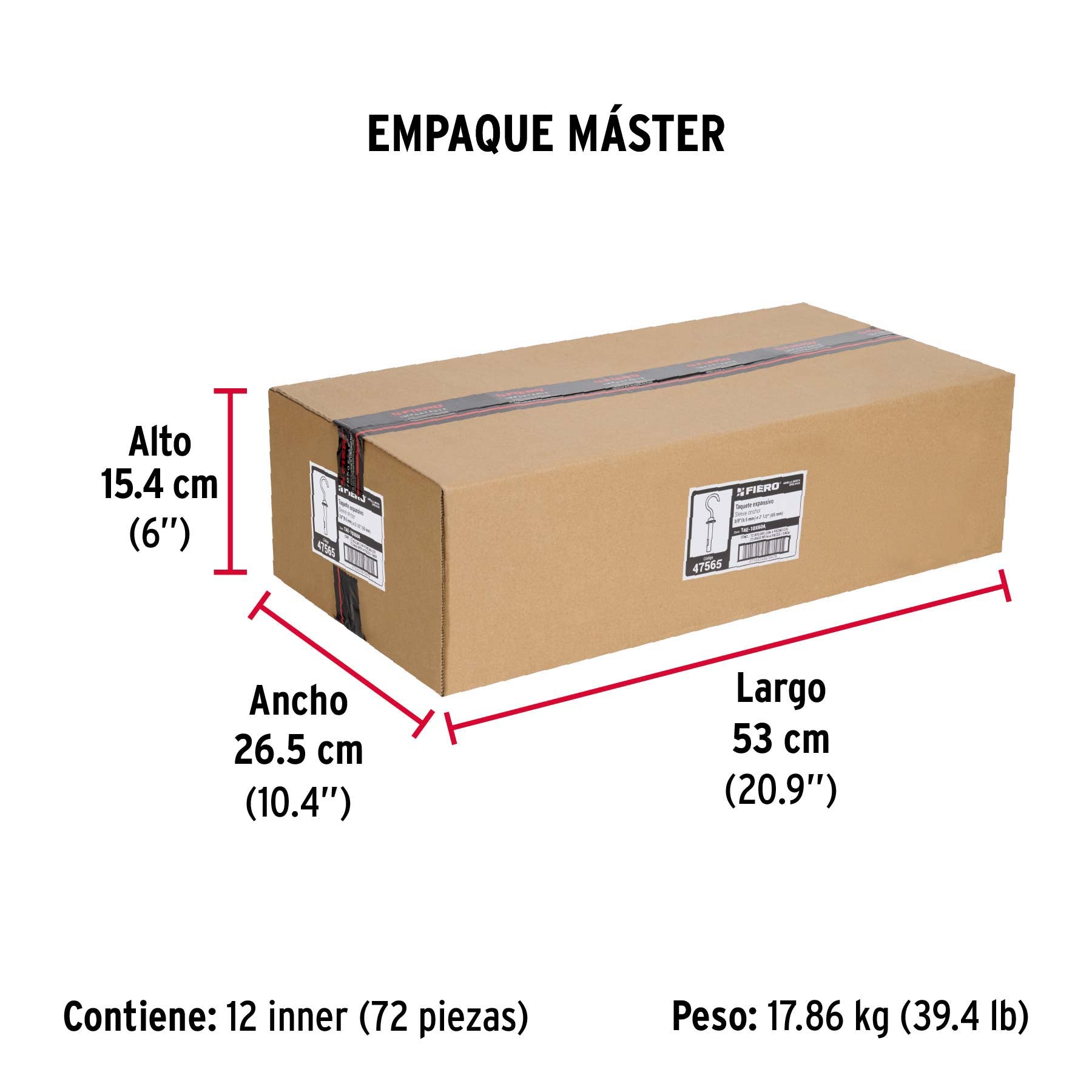 Taquete expansivo con armella abierta, 10X60mm, bolsa 4 pzas