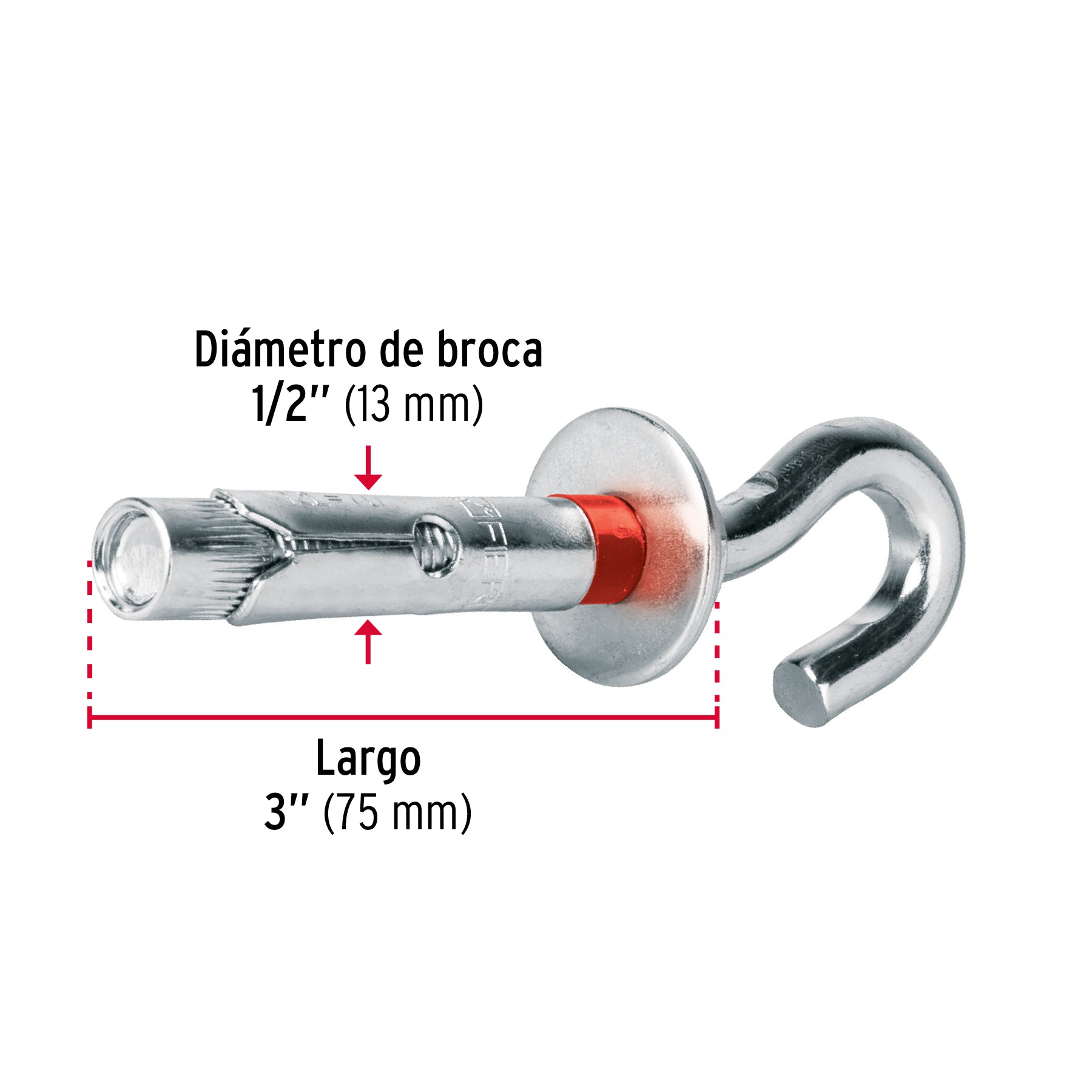 Caja con 25 taquetes expansivos 12x70 mm con armella abierta