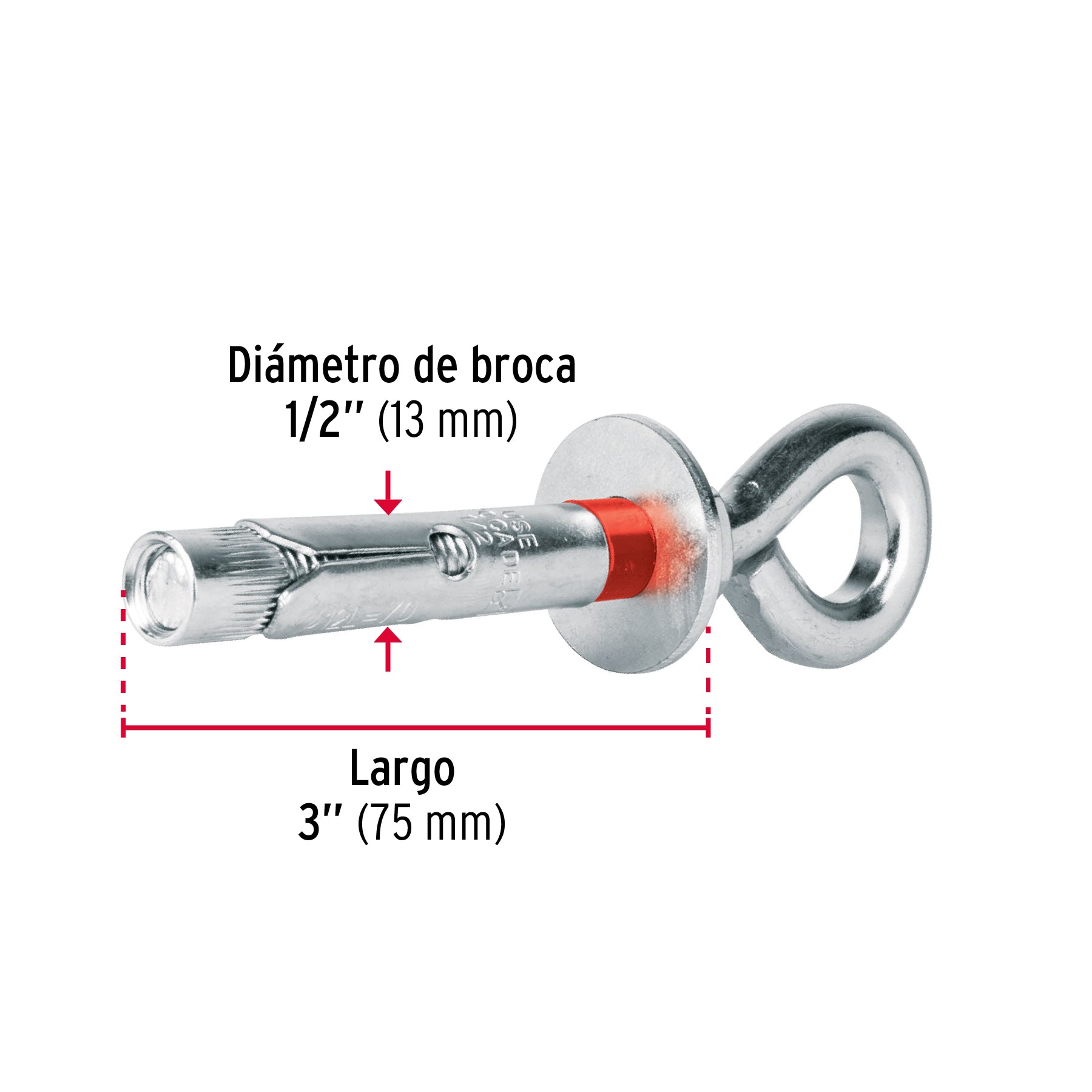 Caja con 25 taquetes expansivos 12x70 mm con armella cerrada