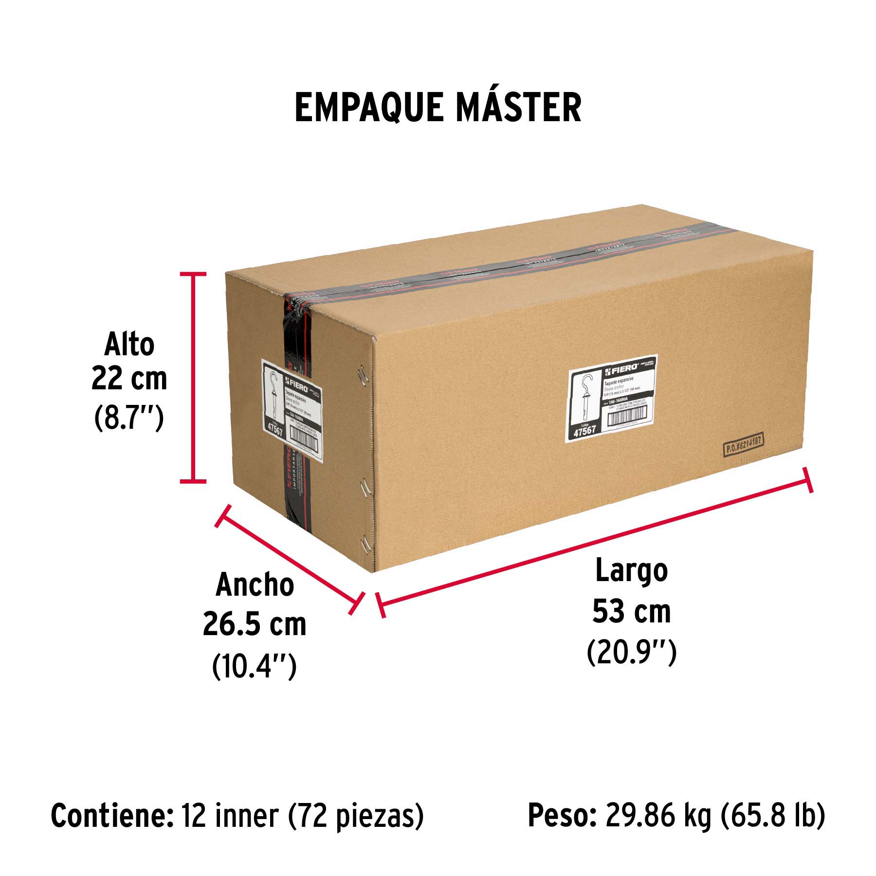 Taquete expansivo con armella abierta, 16X80mm, bolsa 2 pzas