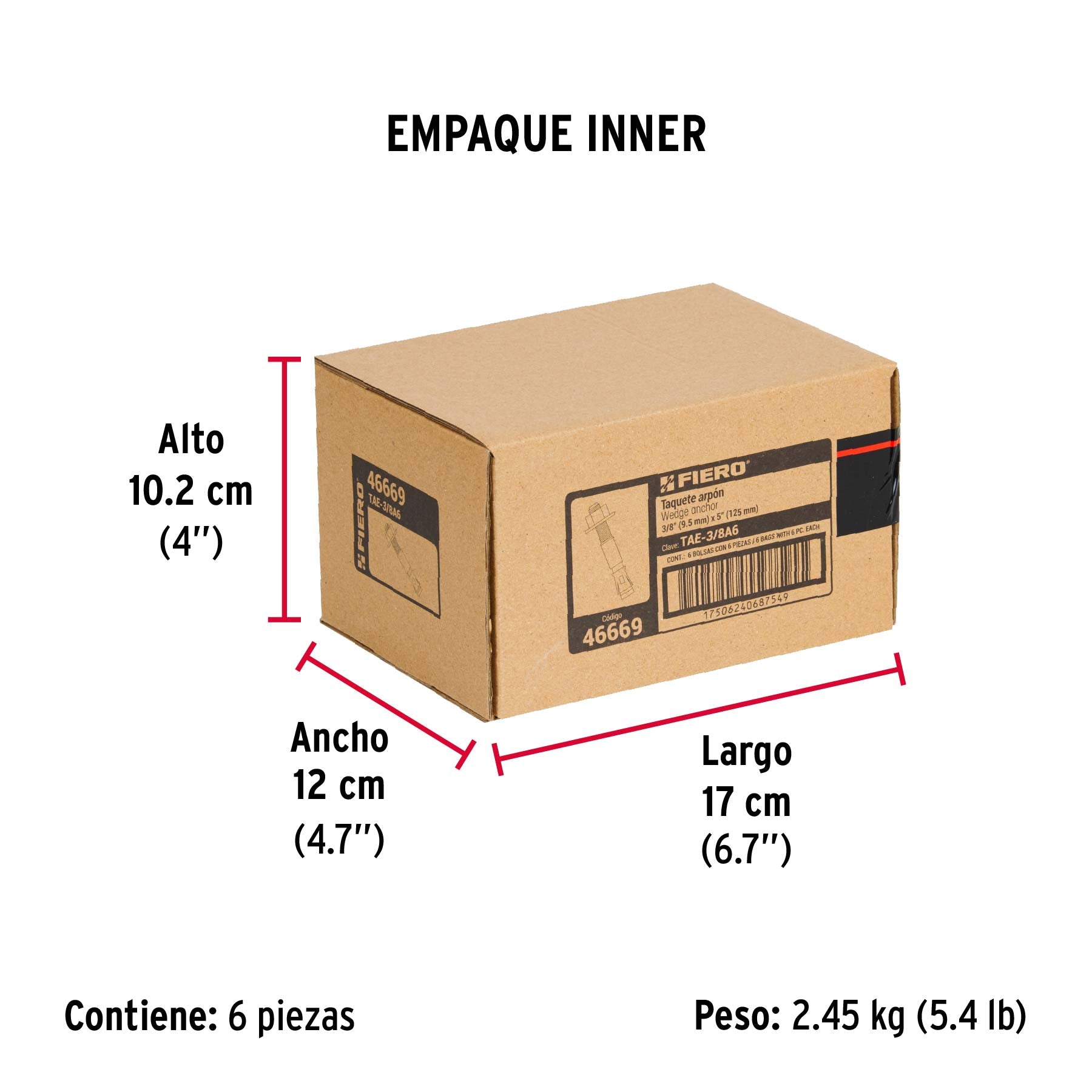 Bolsa con 6 taquetes arpón 3/8' x 5'
