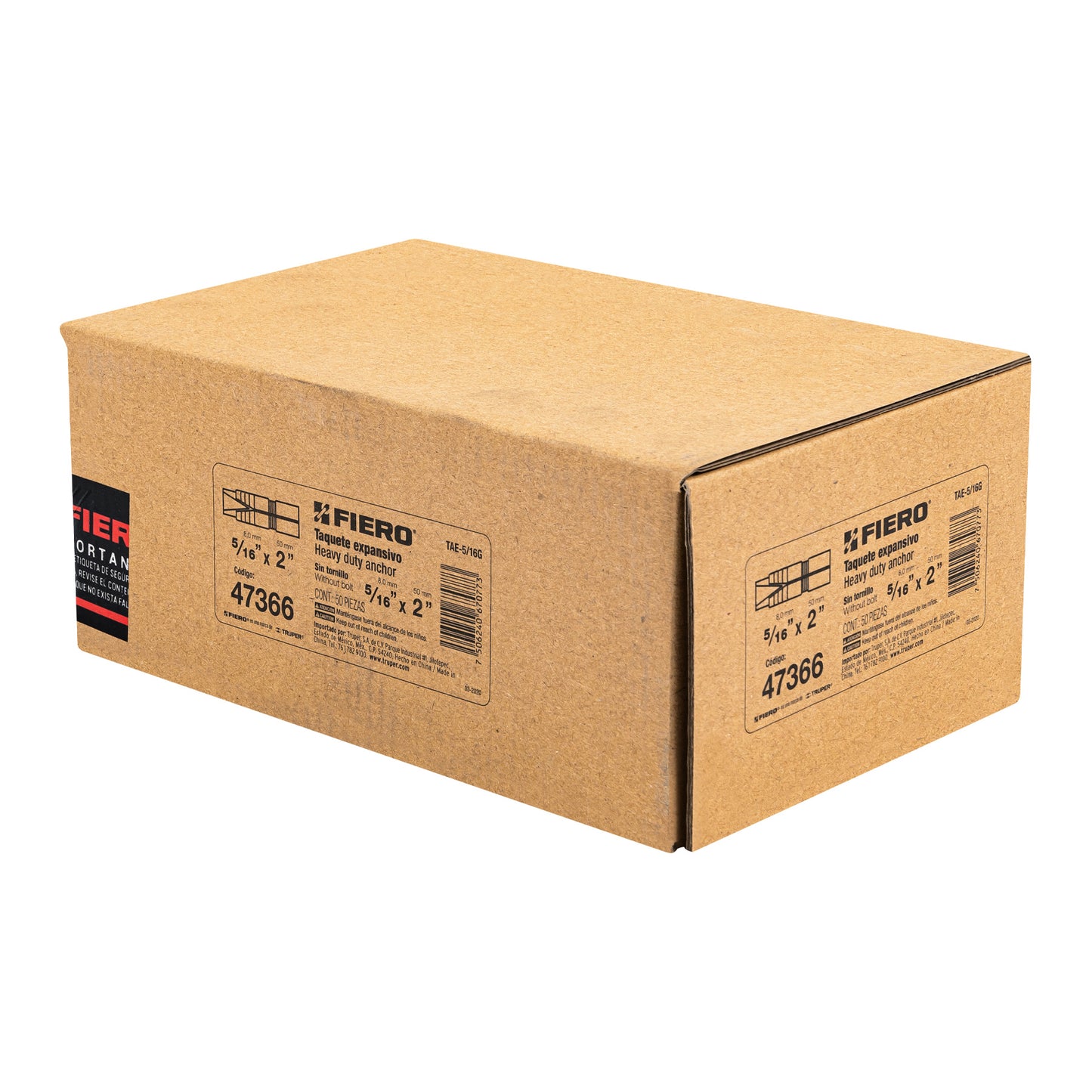 Taquete de expansión, 5/16" sin tornillo, caja 50 piezas