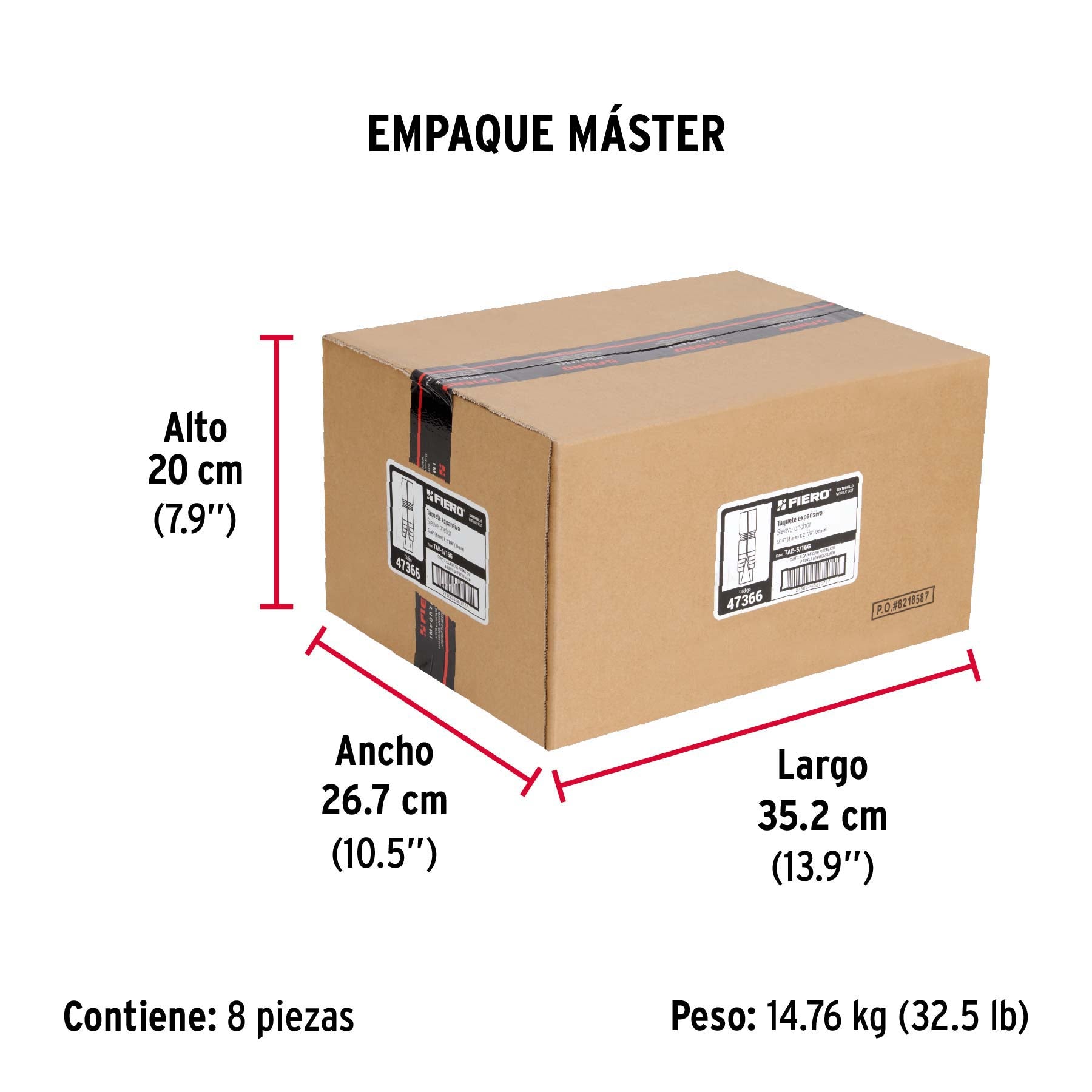 Taquete de expansión, 5/16" sin tornillo, caja 50 piezas