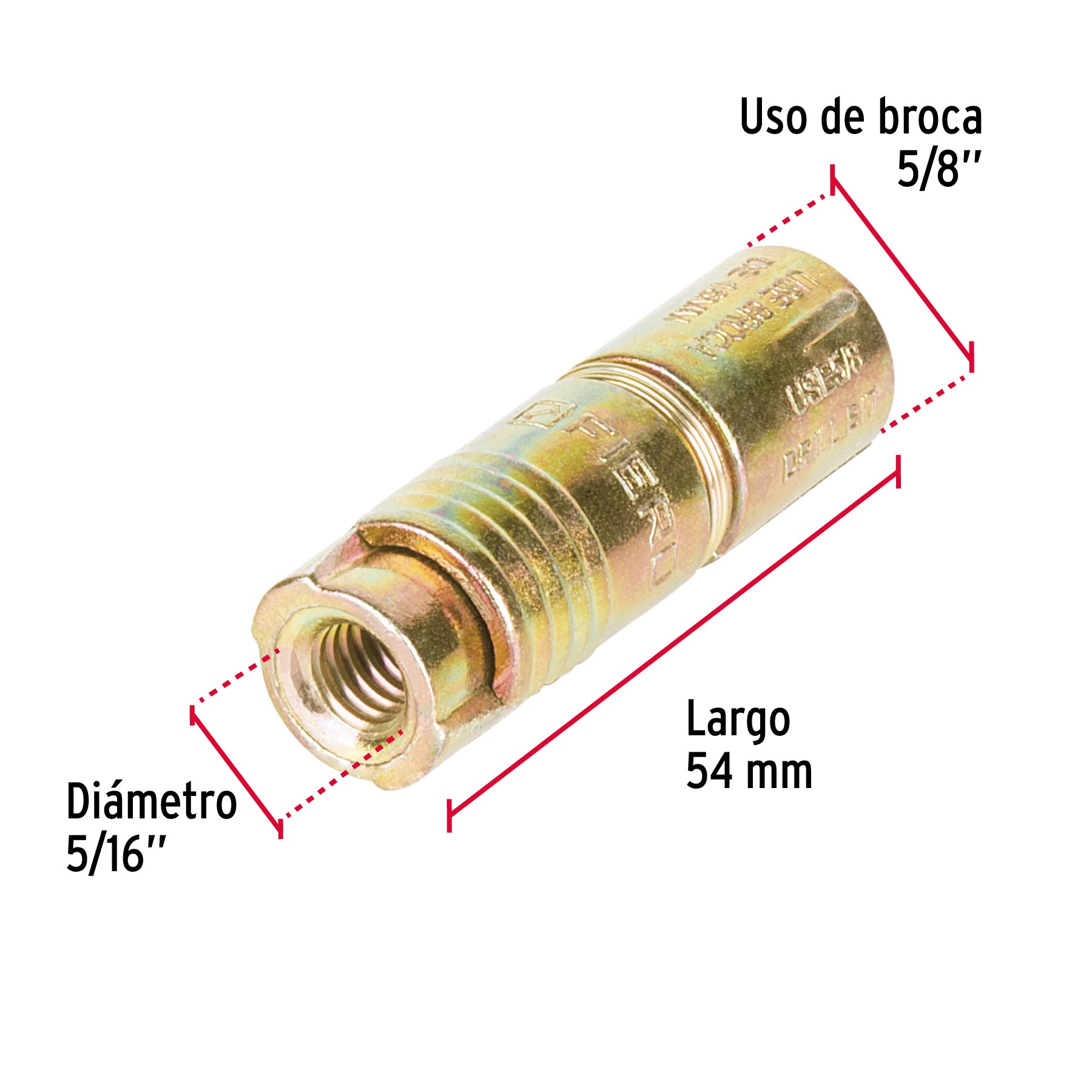 Taquete de expansión, 5/16" sin tornillo, caja 50 piezas