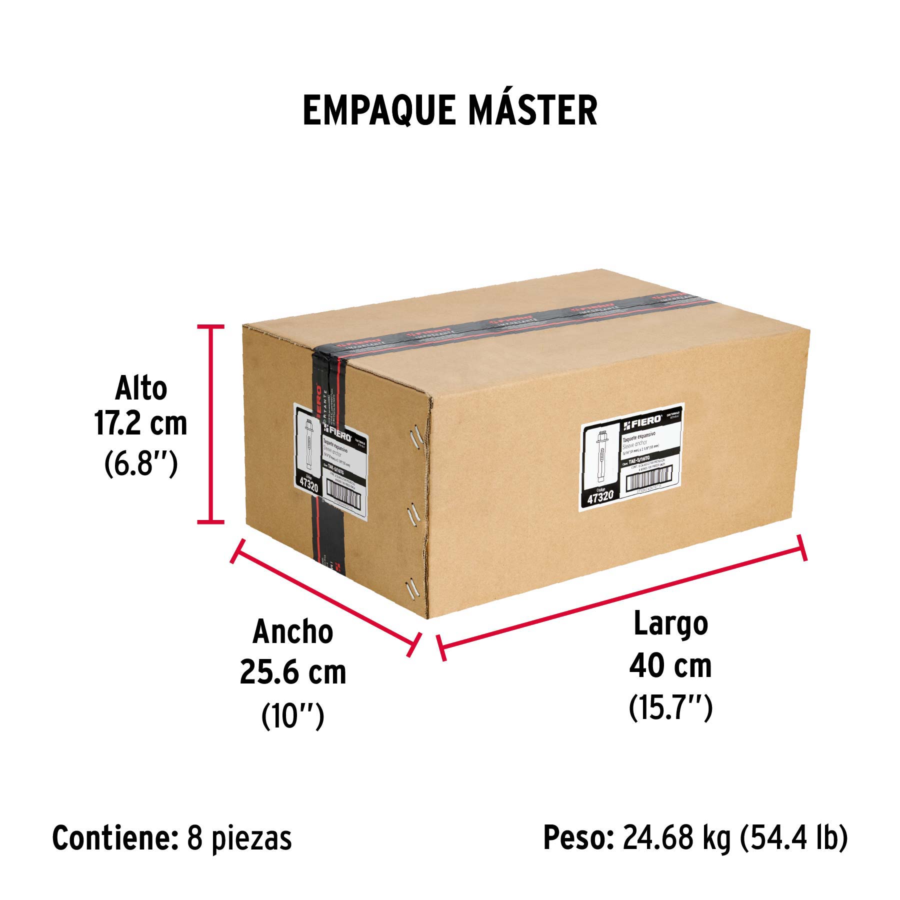 Taquete de expansión, 5/16" con tornillo, caja 100 piezas