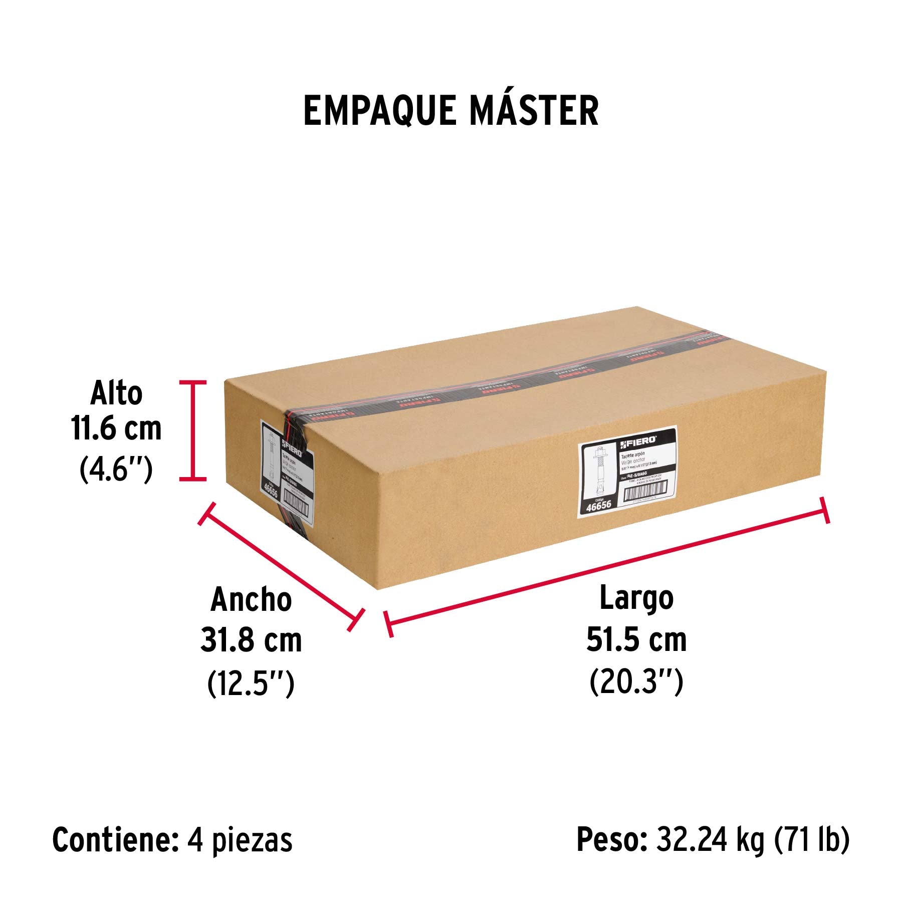 Caja con 25 taquetes arpón de 5/8' x 8-1/2', Fiero