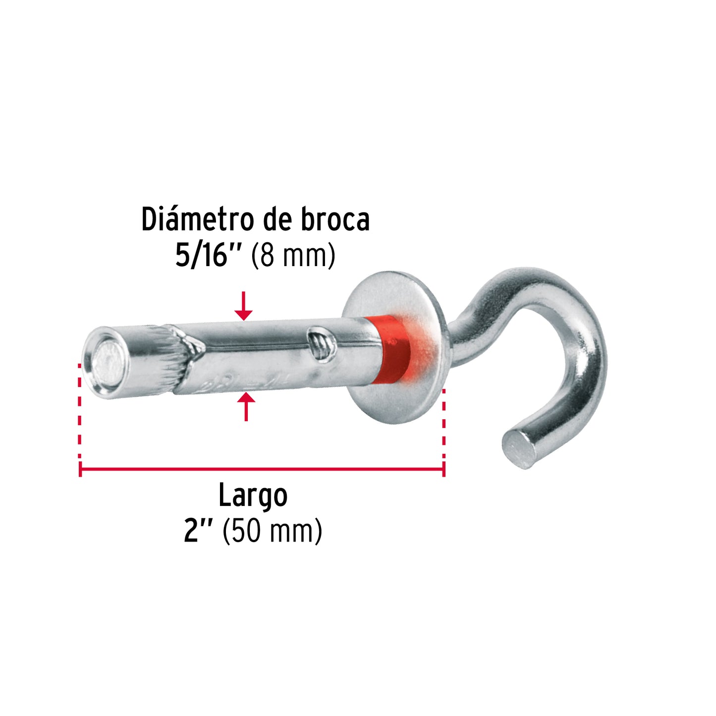 Caja con 100 taquetes expansivos 8x45 mm con armella abierta