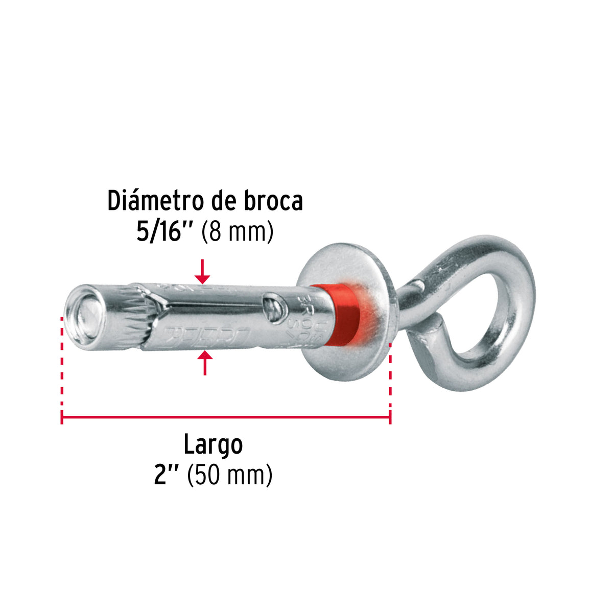 Caja con 100 taquetes expansivos 8x45 mm con armella cerrada