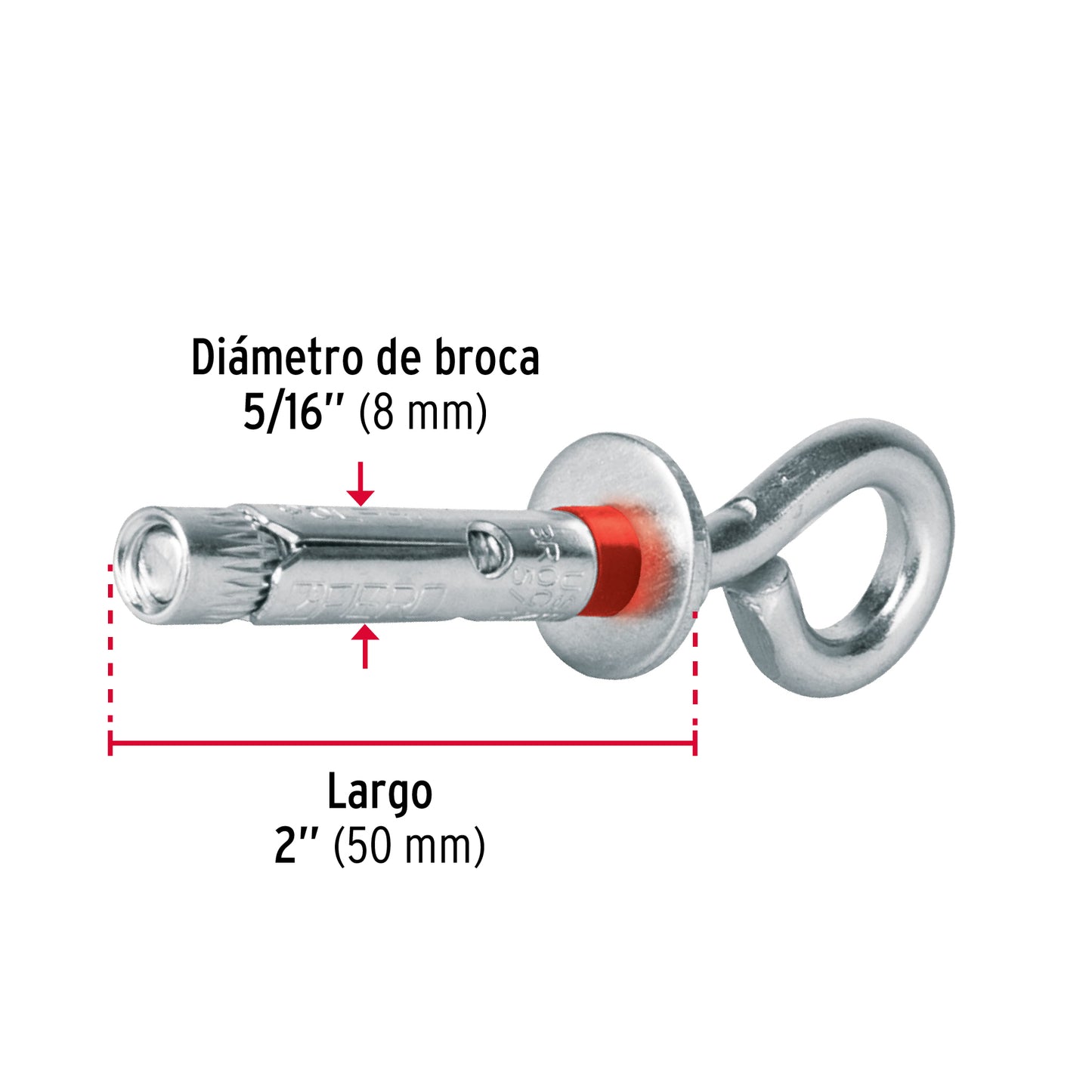 Caja con 100 taquetes expansivos 8x45 mm con armella cerrada
