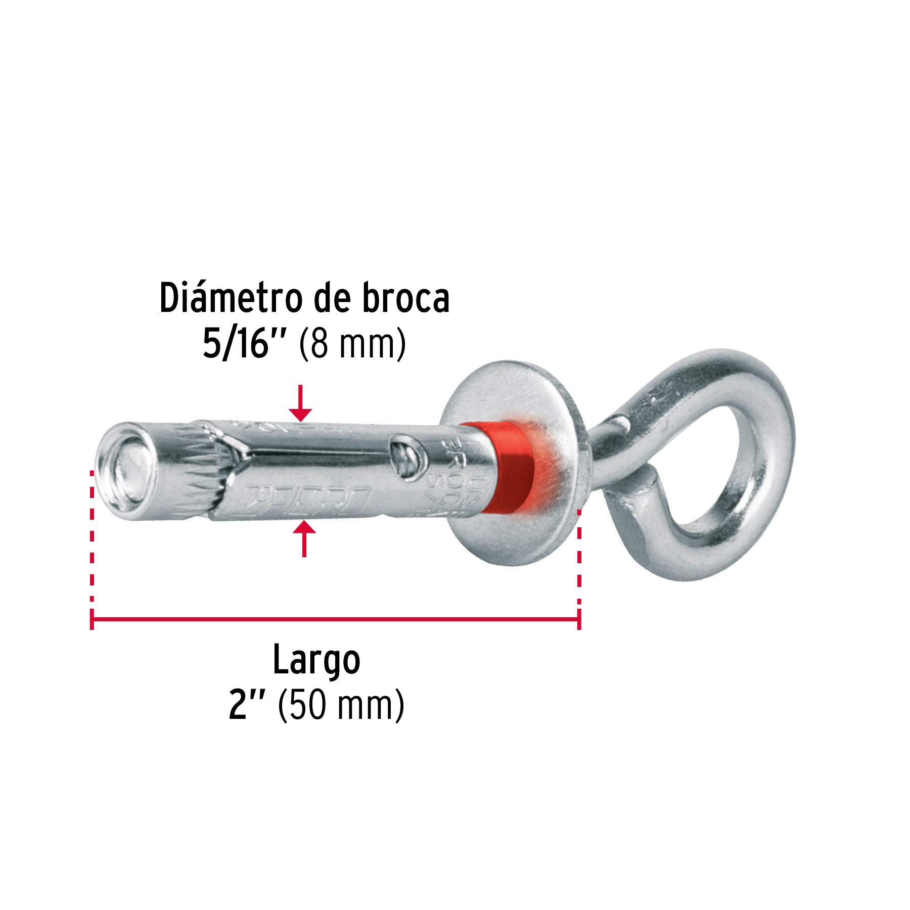 Caja con 100 taquetes expansivos 8x45 mm con armella cerrada