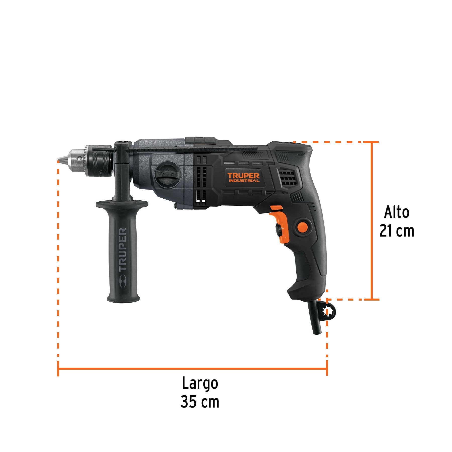 Taladro 1/2', 800W dos velocidades, TRUPER INDUSTRIAL