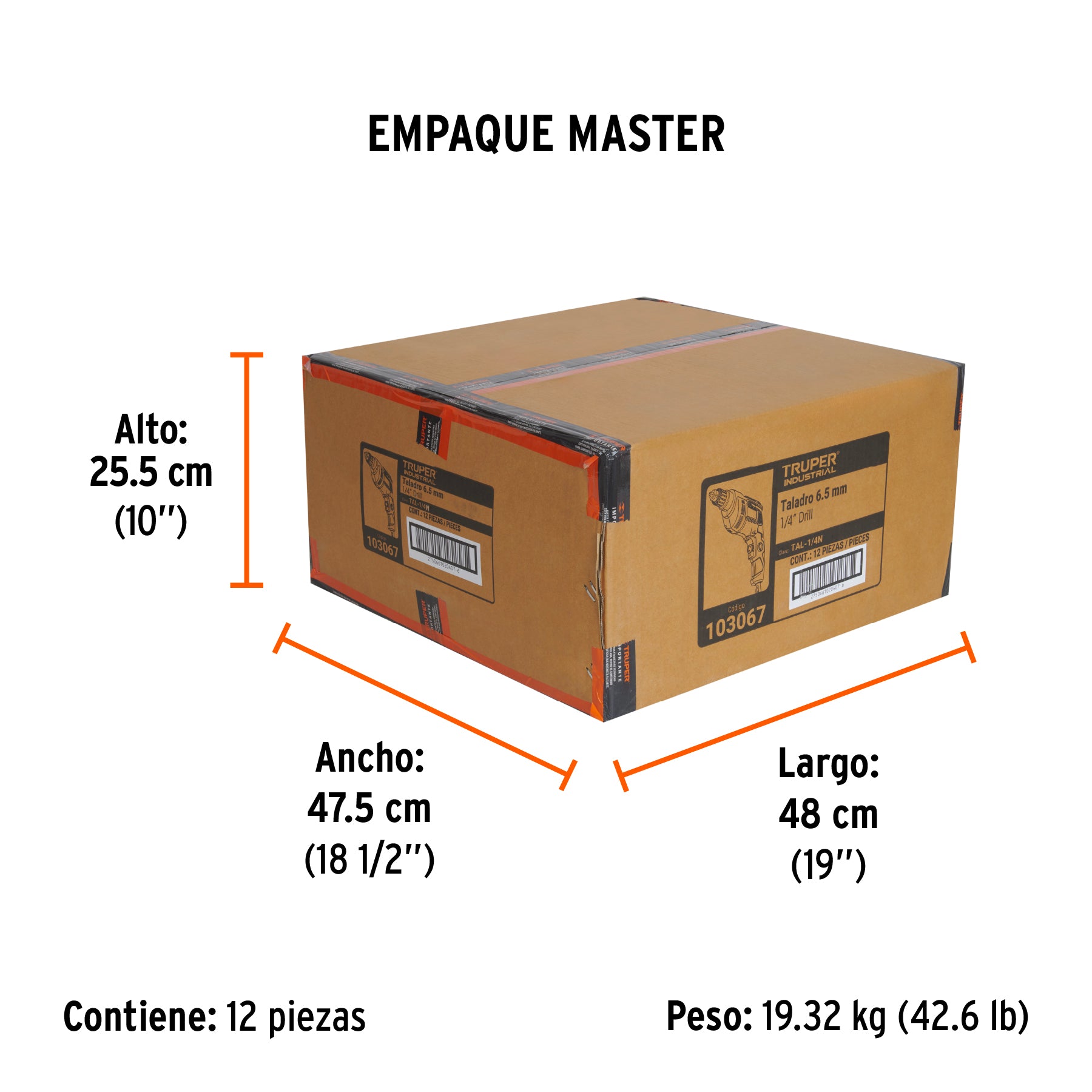 Taladro 1/4', 380W, TRUPER INDUSTRIAL