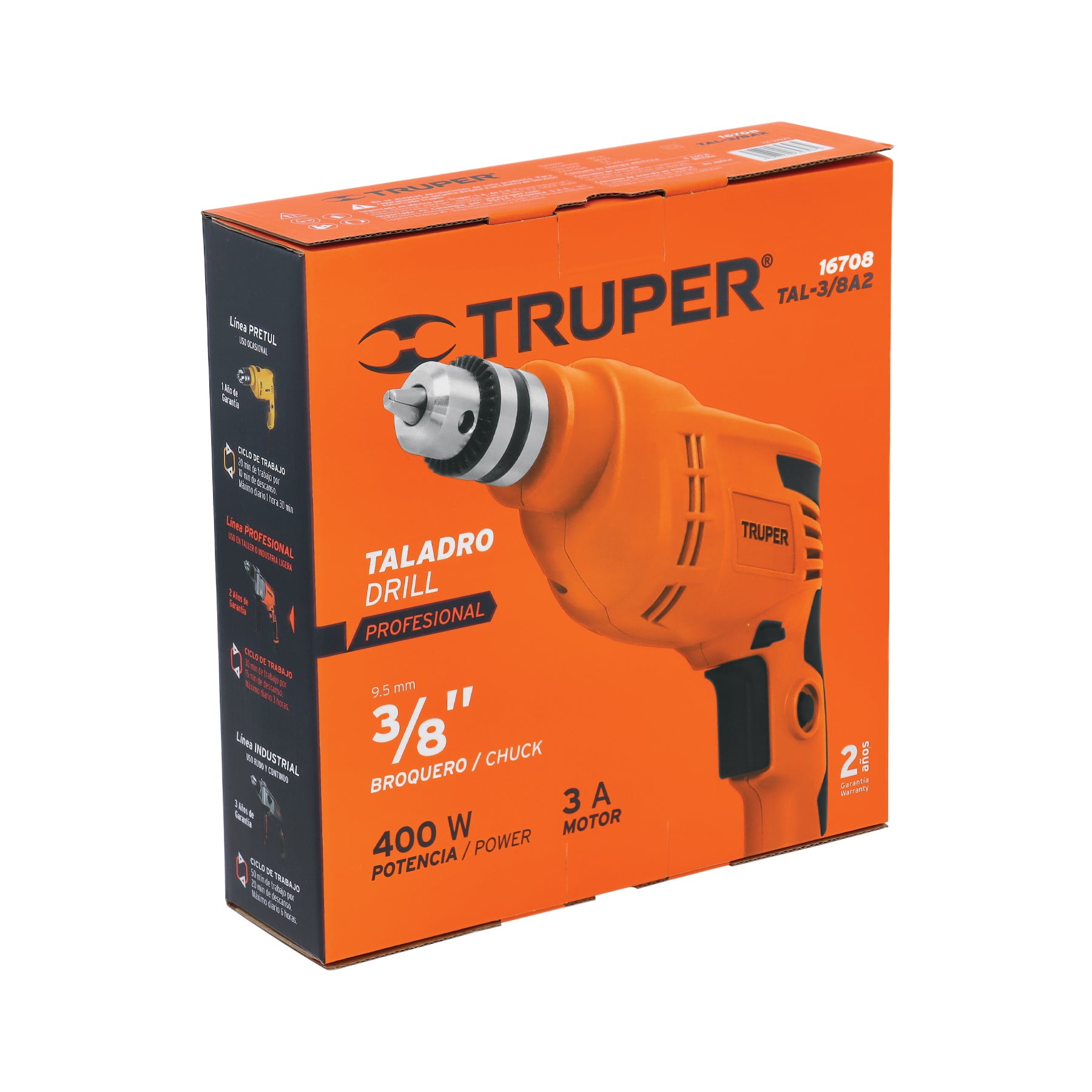 Taladro 3/8", industrial, 380 W