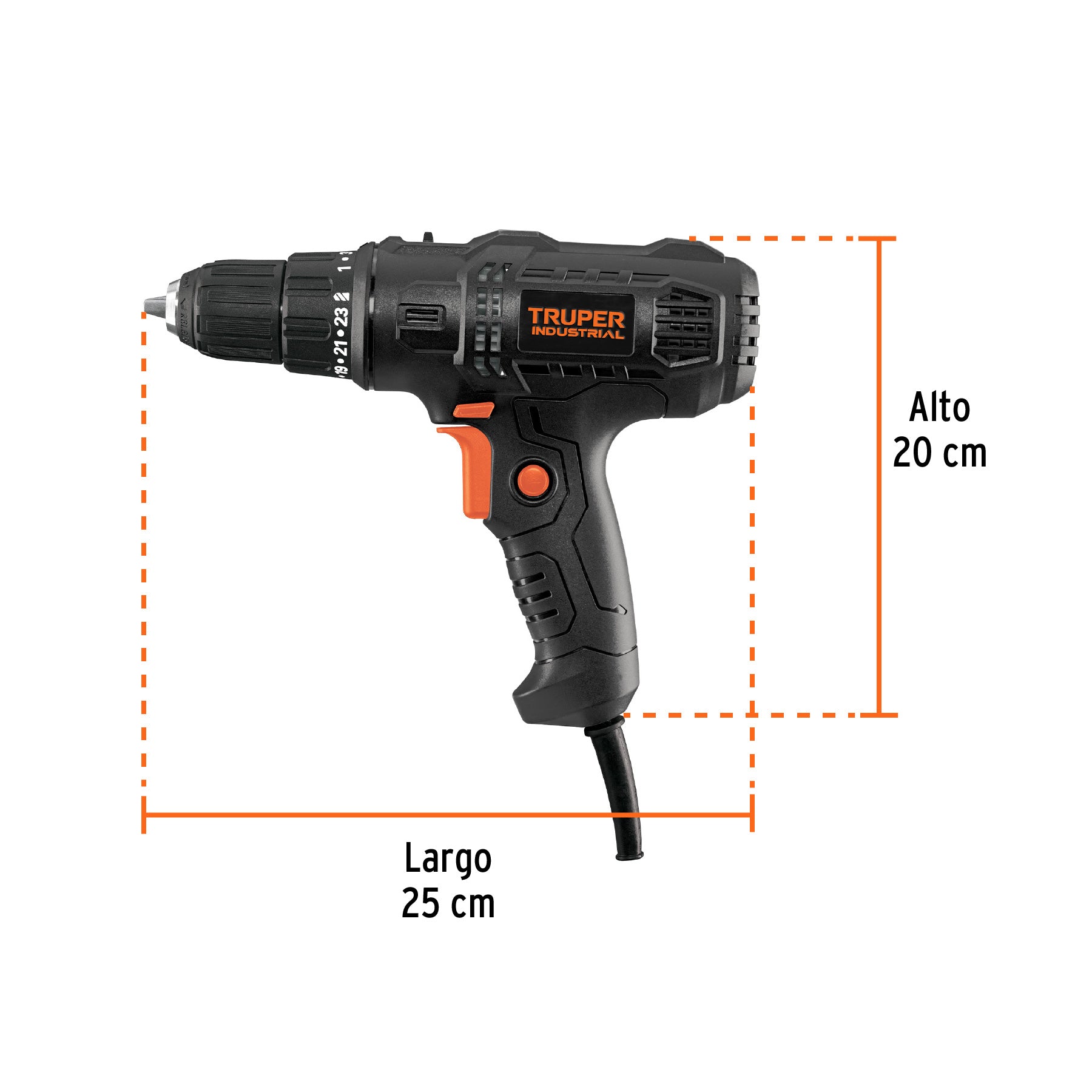 Taladro atornillador 3/8', 400W, TRUPER INDUSTRIAL