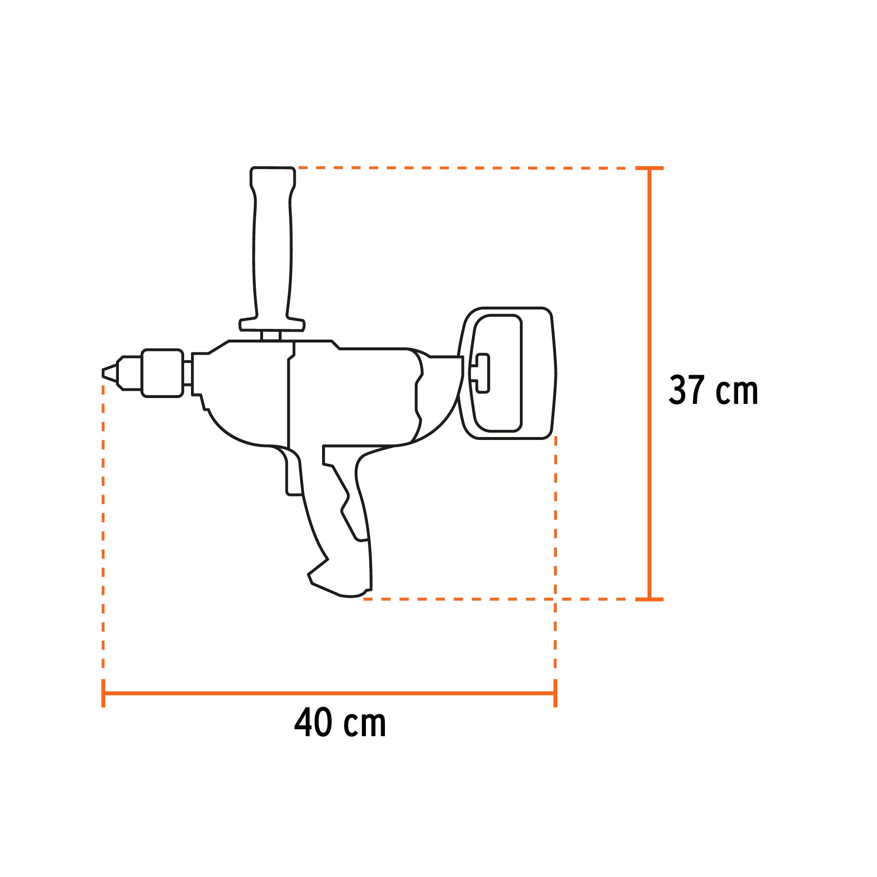 Taladro tipo espada 1/2", industrial, 1150 W