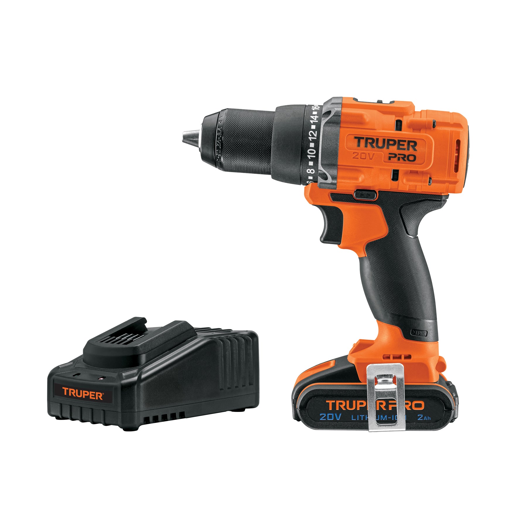Taladro inal. 1/2', 20V, 1 bat. 2Ah, 1 carg. TRUPER PRO