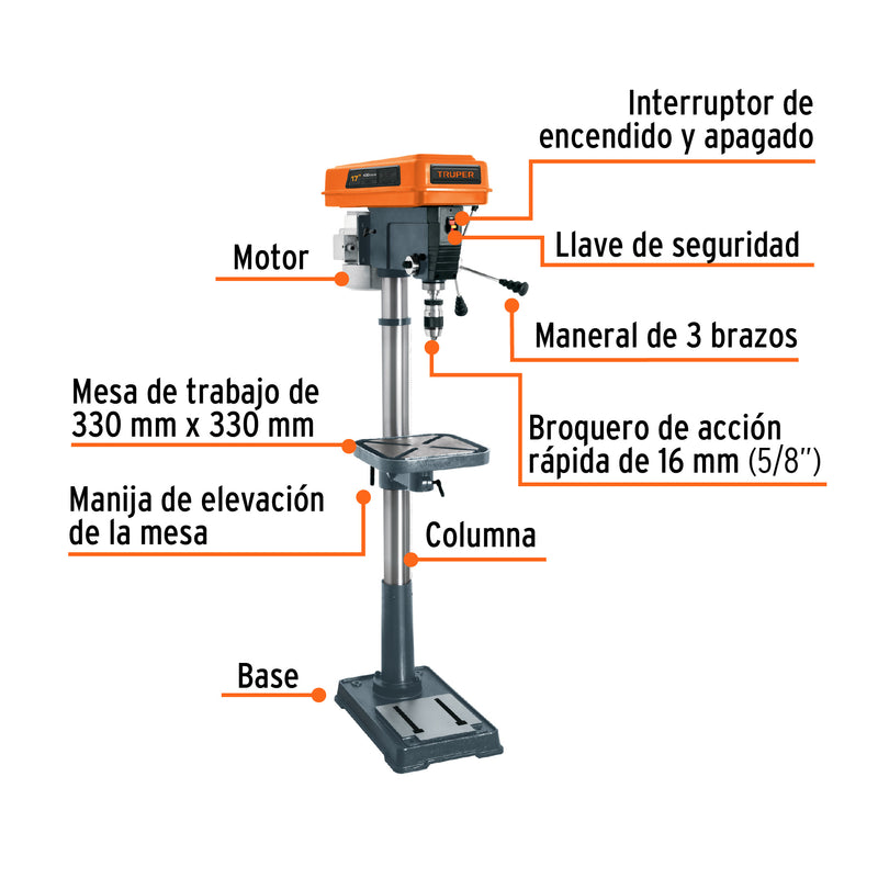 Taladro de piso 5/8 x 17"