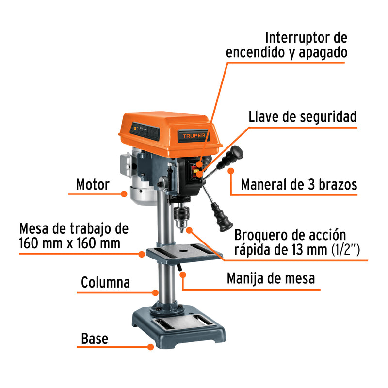 Taladro de piso 1/2 x 8"