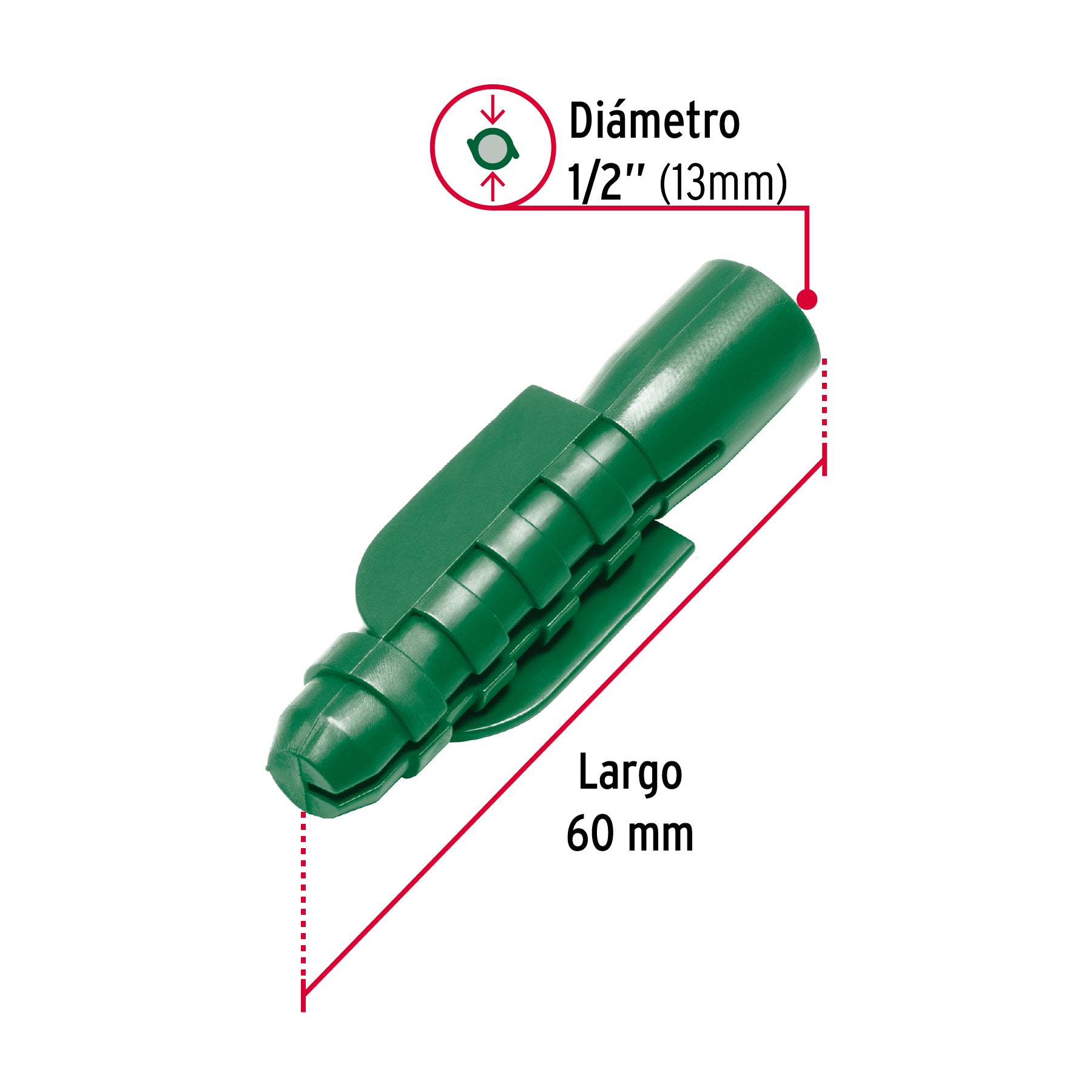 Taquete plástico de 1/2', 50 piezas