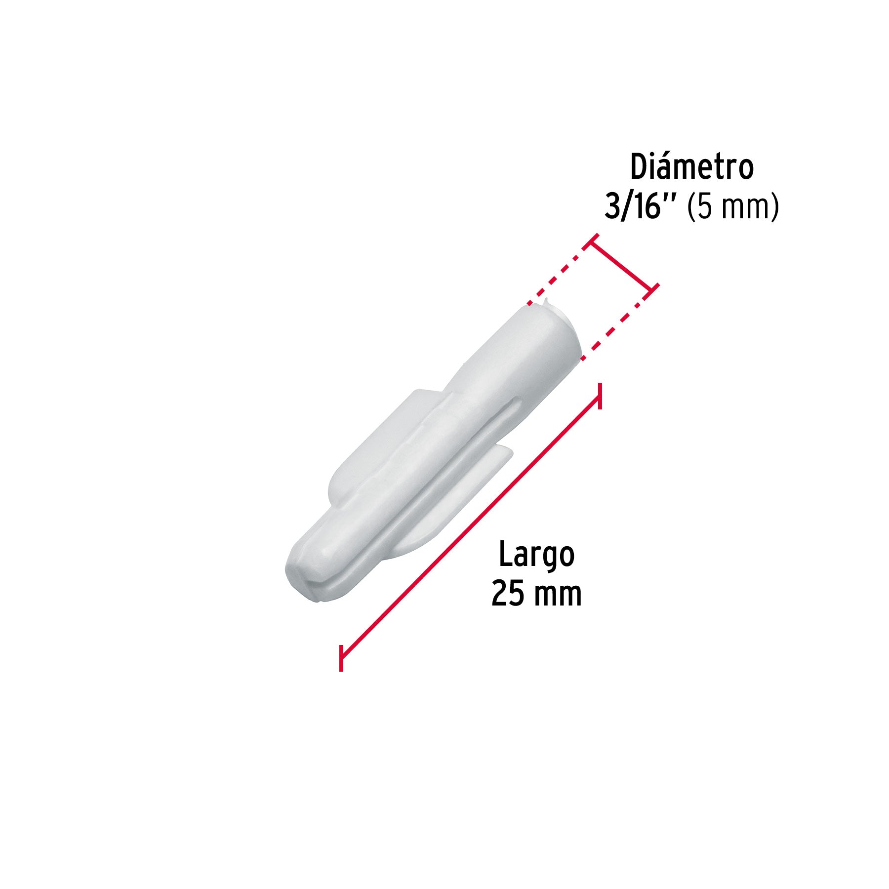 Taquete plástico de 3/16', 50 piezas