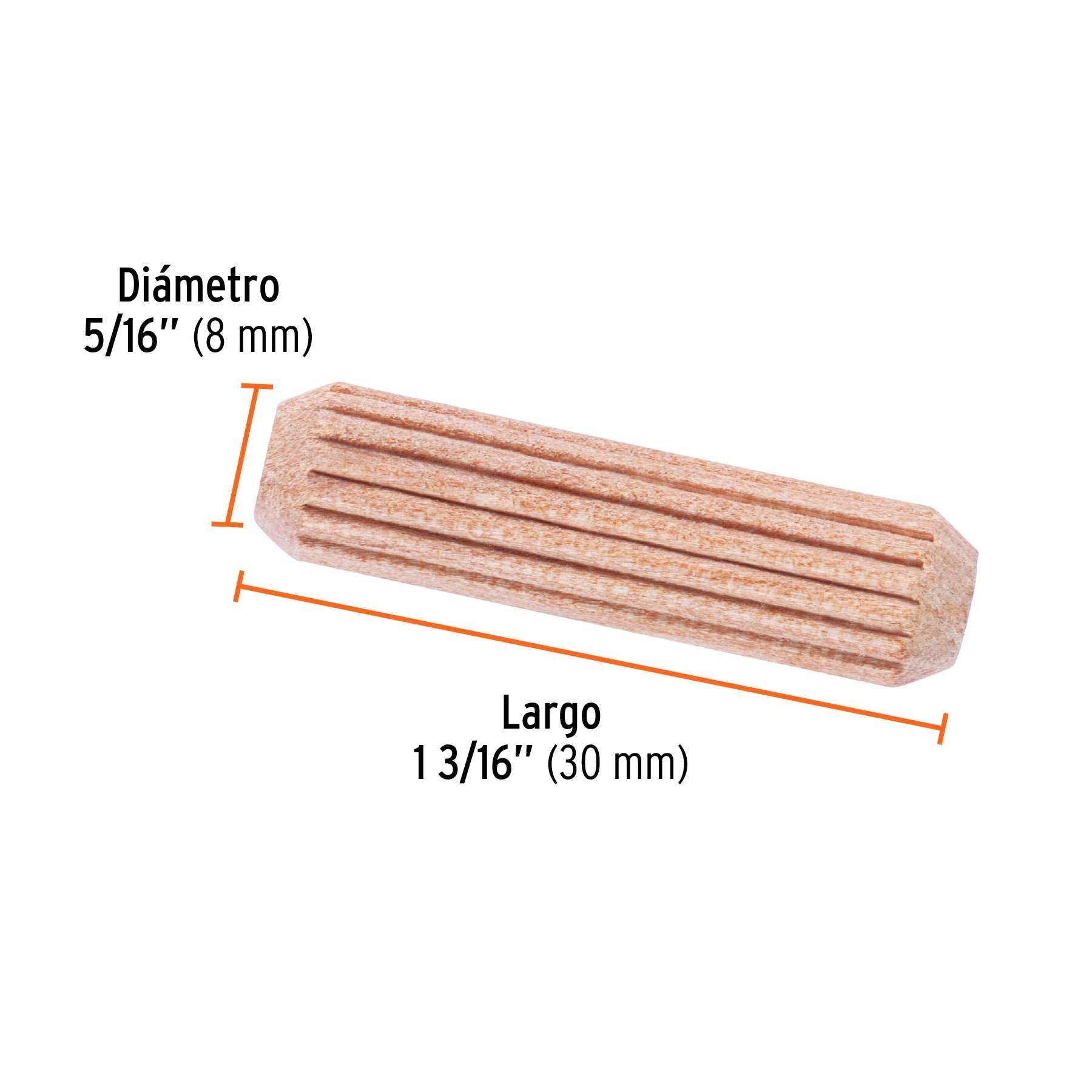 Blíster con 100 taquetes de madera ranurado 5/16', Fiero