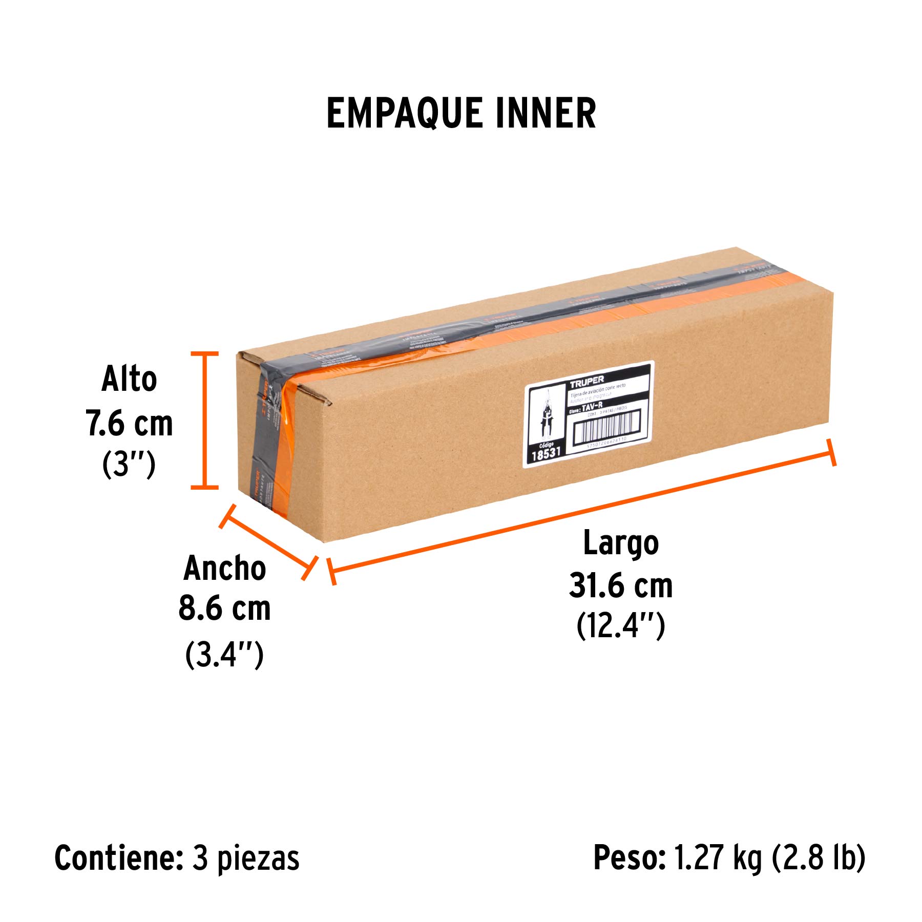 Tijera de aviación recta