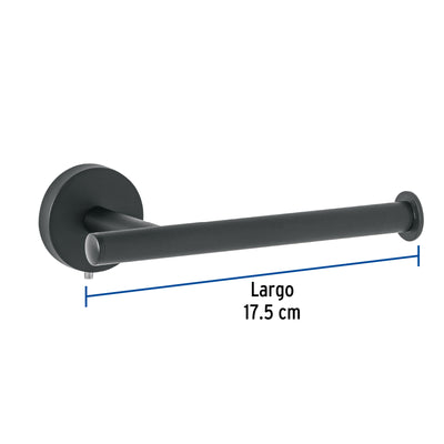Portarrollo metálico acabado negro, Foset Túbig