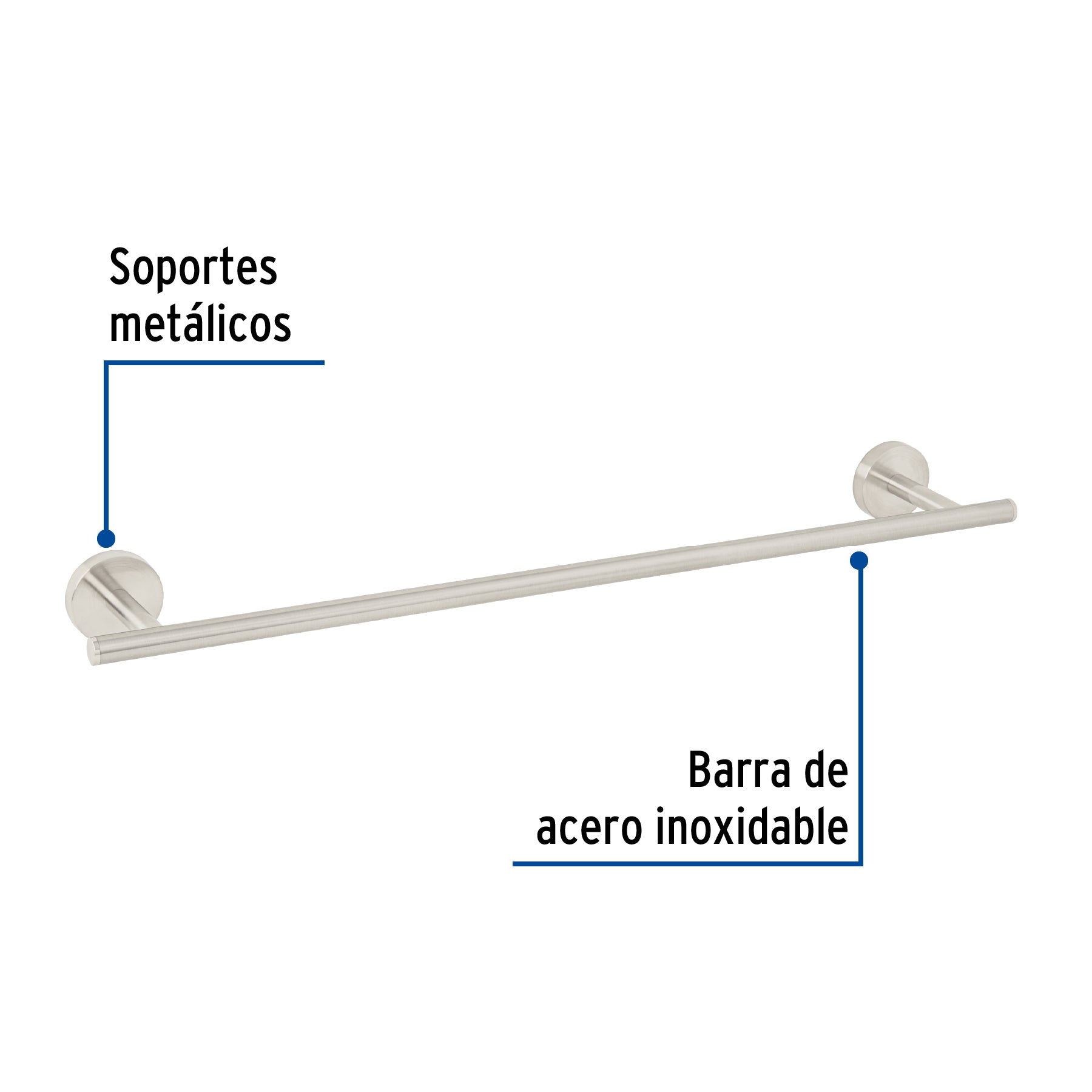 Toallero de barra metálico acabado satín, Foset Túbig