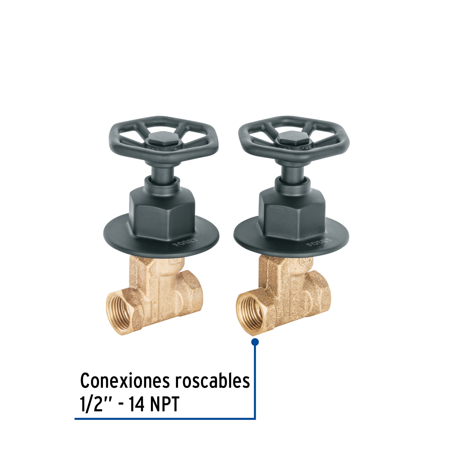 Juego manerales redondos, roscables p/regadera, negro, Foset