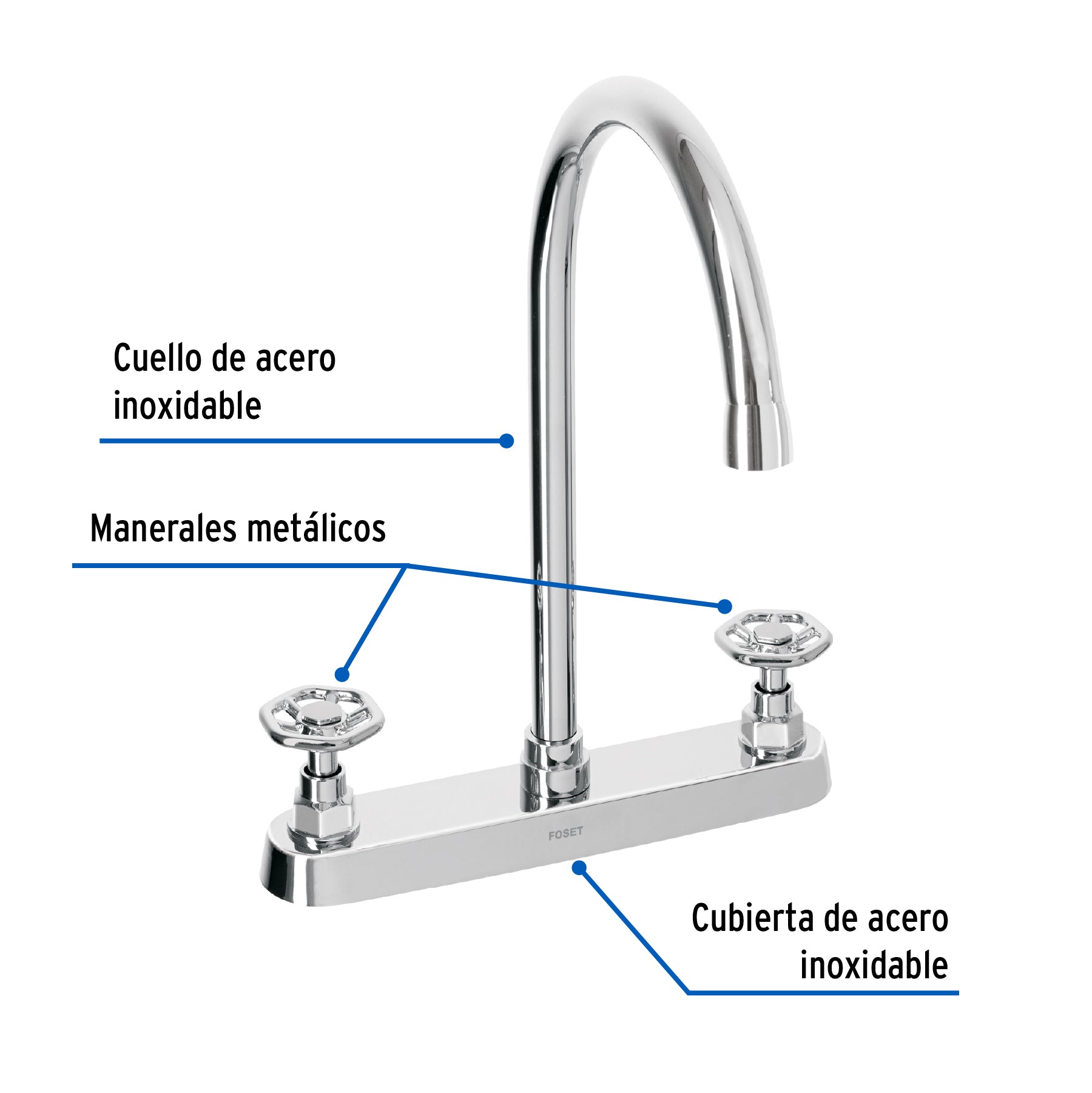 Mezcladora para fregadero, manerales redondos,cromo, Tubig