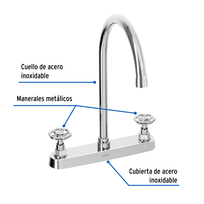Mezcladora para fregadero, manerales redondos,cromo, Tubig