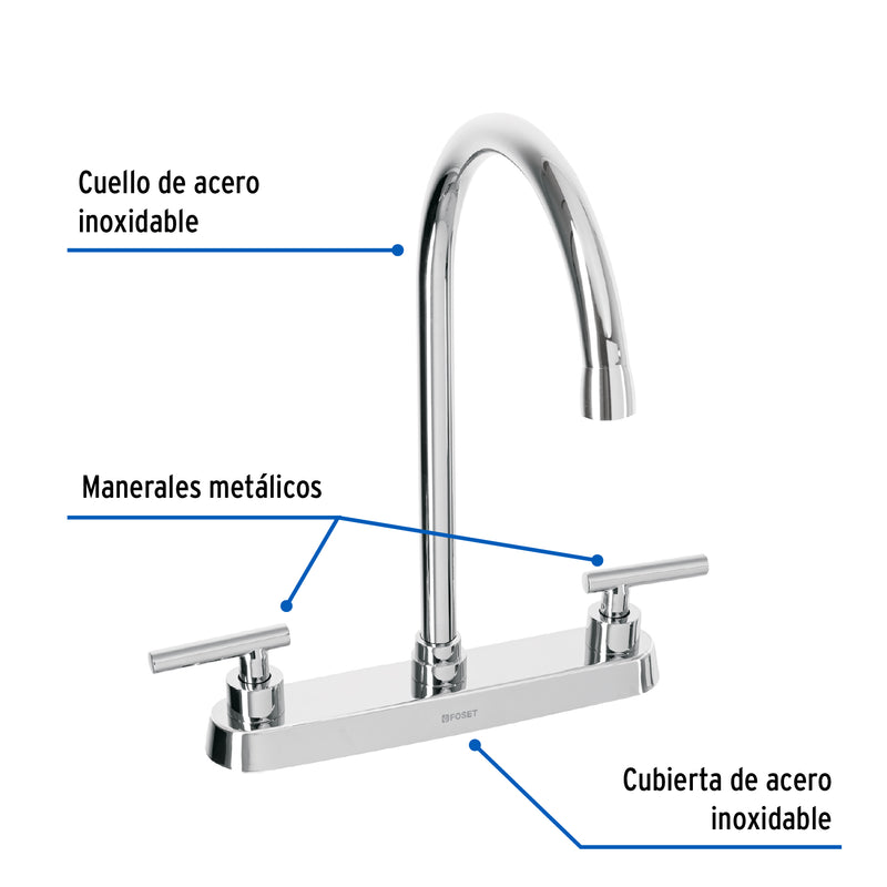 Mezcladora para fregadero, manerales palanca, cromo, Tubig