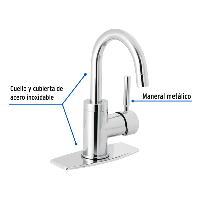 Monomando corto para lavabo, cromo, Foset