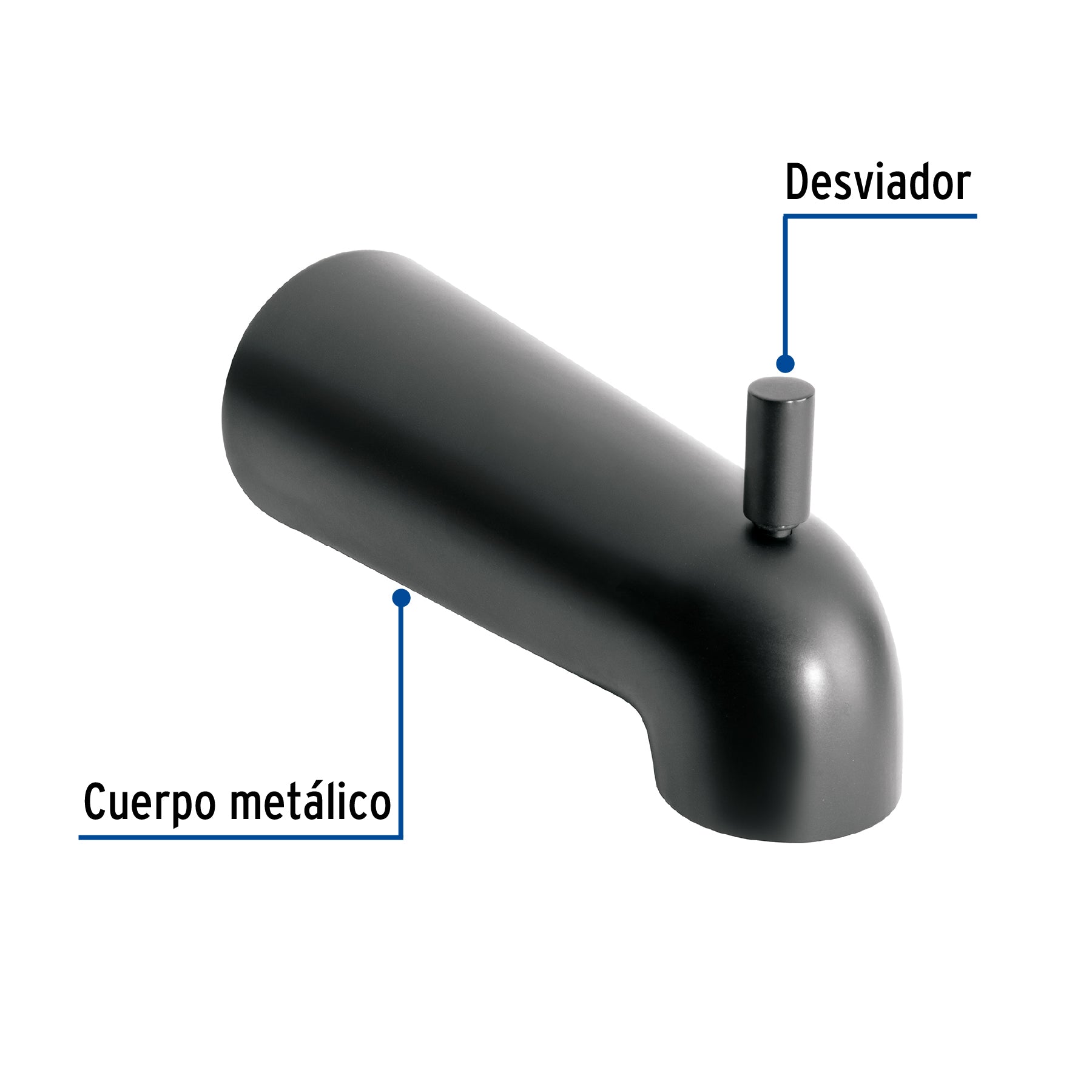 Salida de tina con desviador, negro, Foset Túbig