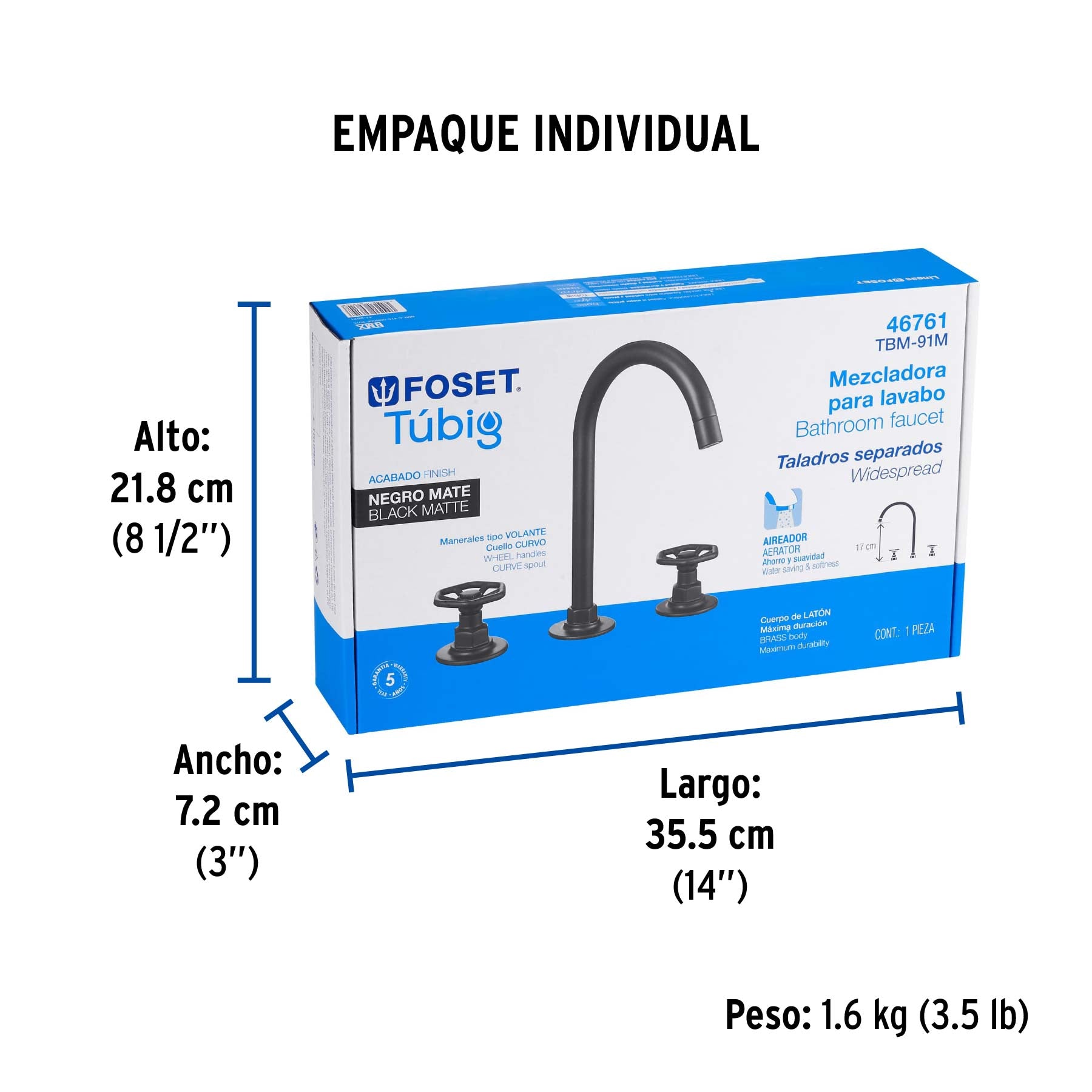 Mezcladora p/lavabo,taladros separados,redondos,negro,Tubig