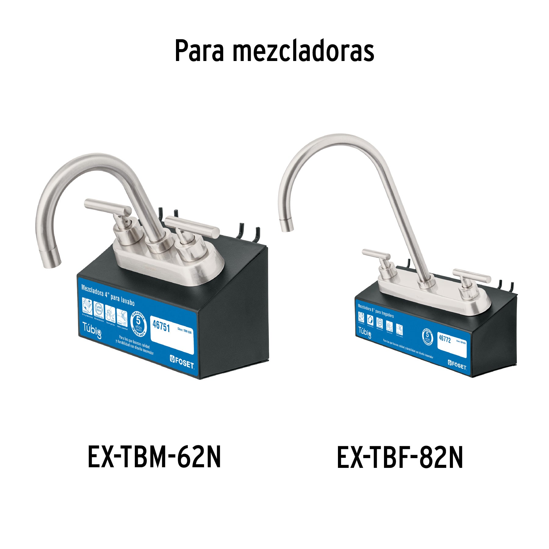 Juego de 2 manerales para mezcladora, palanca, satín, Tubig