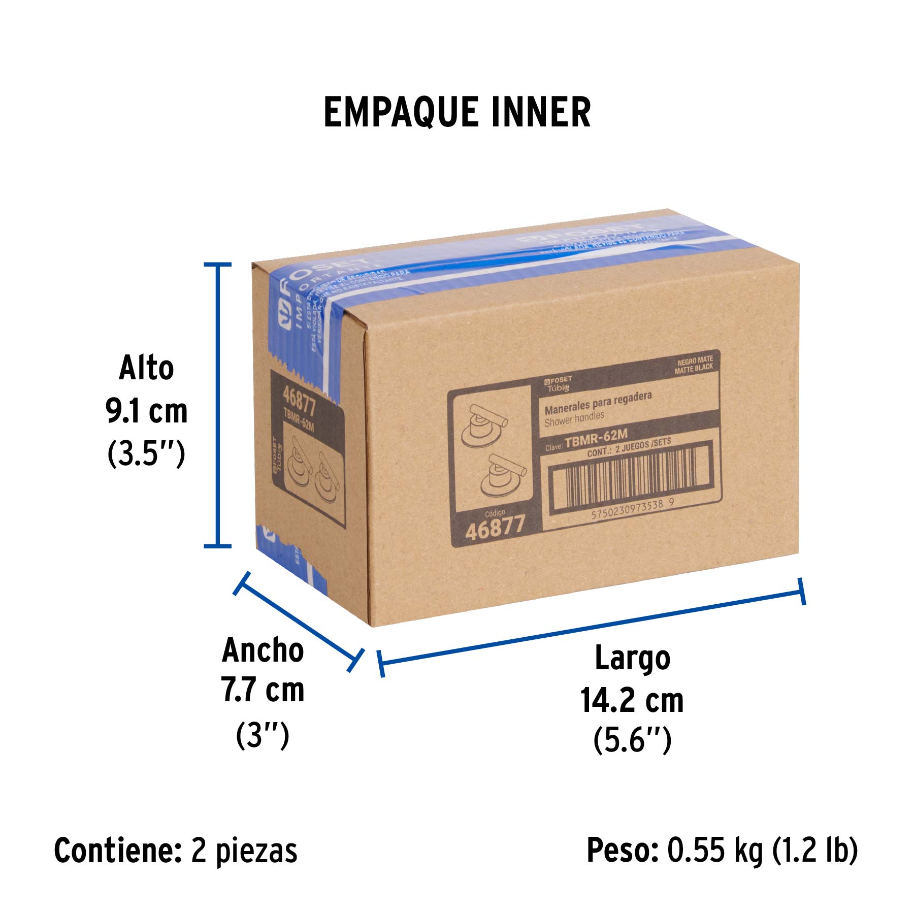 Juego de 2 manerales para regadera, palanca, negro, Tubig