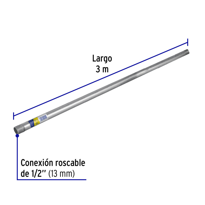 Tubo Conduit 1/2' galvanizado 3 m pared gruesa, et. Amarilla
