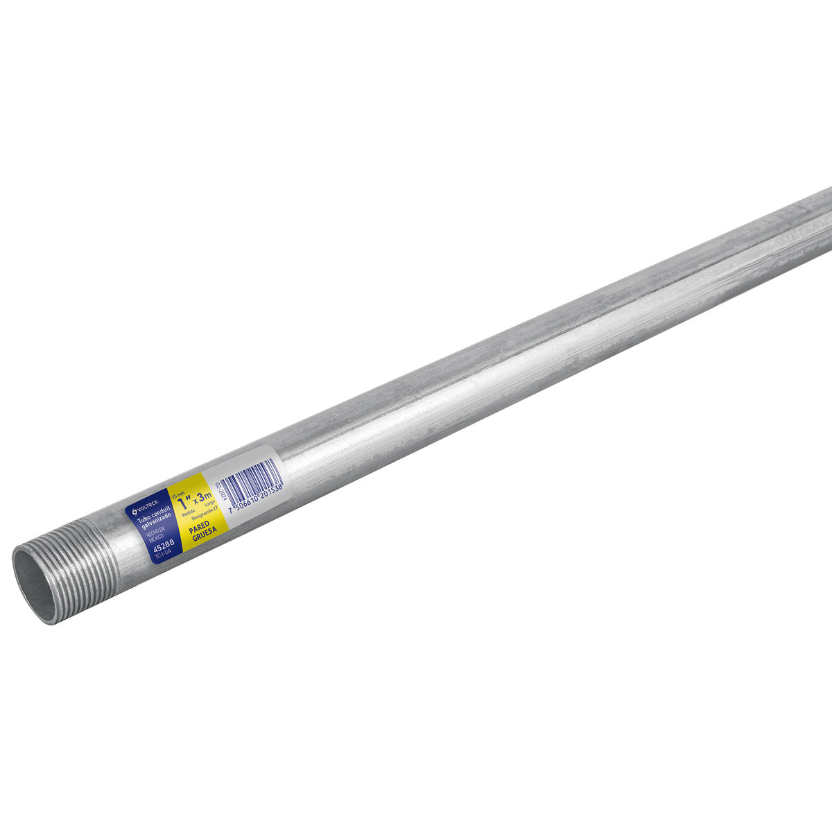 Tubo Conduit 1' galvanizado 3 m pared gruesa, et. Amarilla